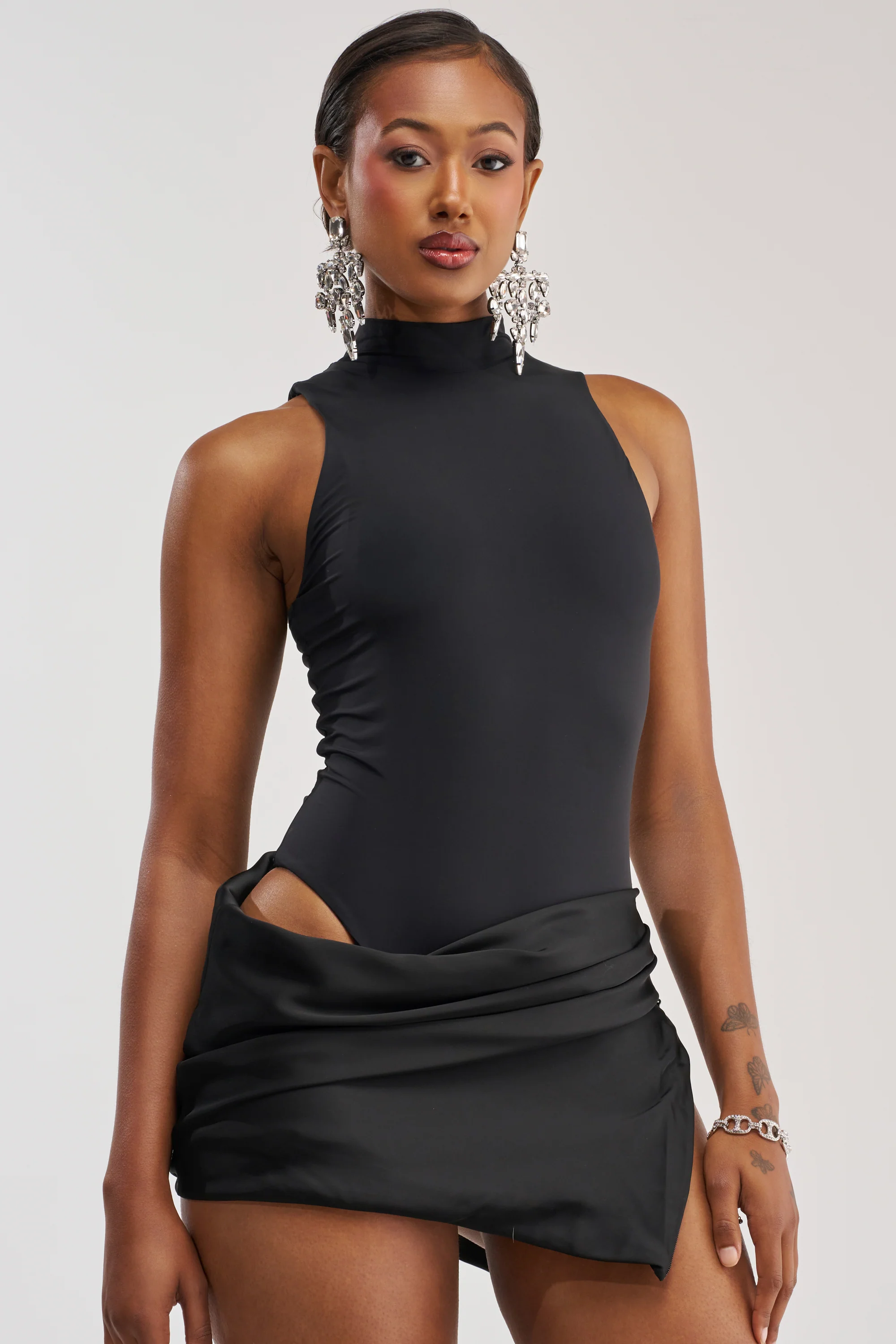 ROYAL FLUSH HIGH NECK MINI DRESS - Akira Store
