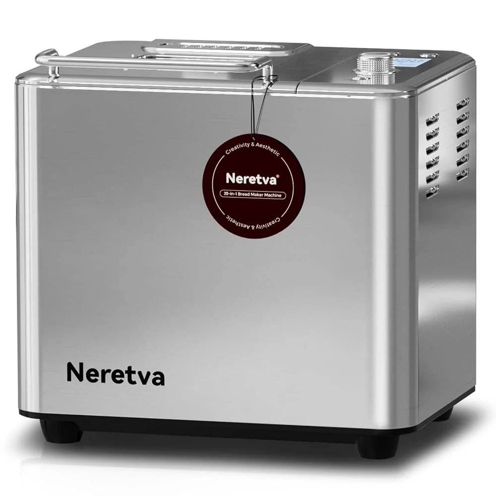 Neretva 20-in-1 2LB Bread Maker Metal Bread Machine with Dual Heater-Silver