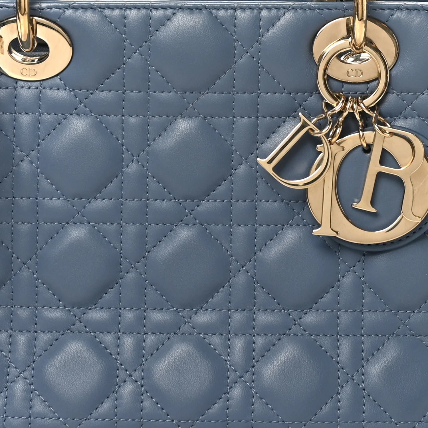 Lambskin Cannage Medium Lady Dior Denim Blue