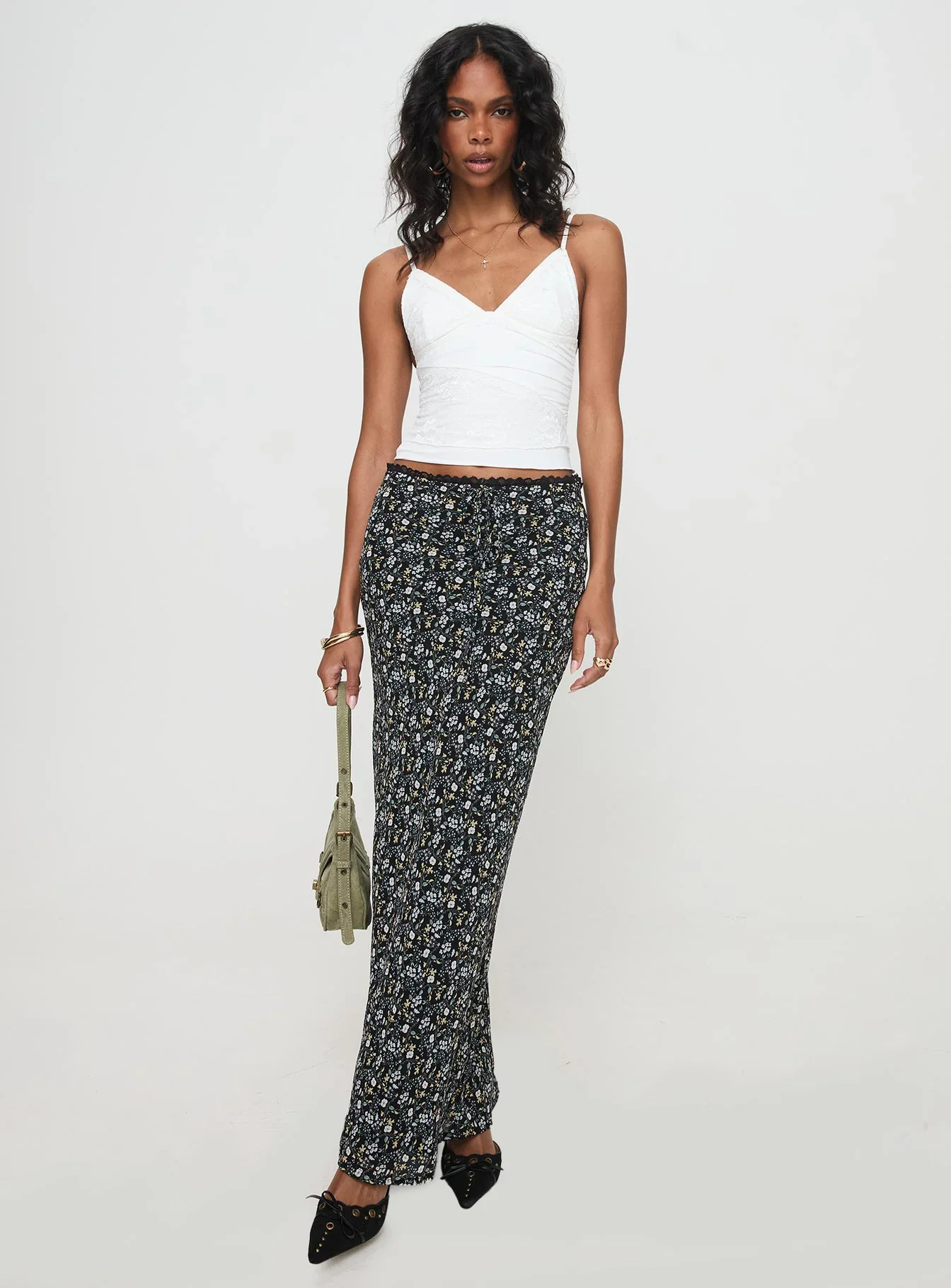 Emily Maxi Skirt Blue Black Floral
