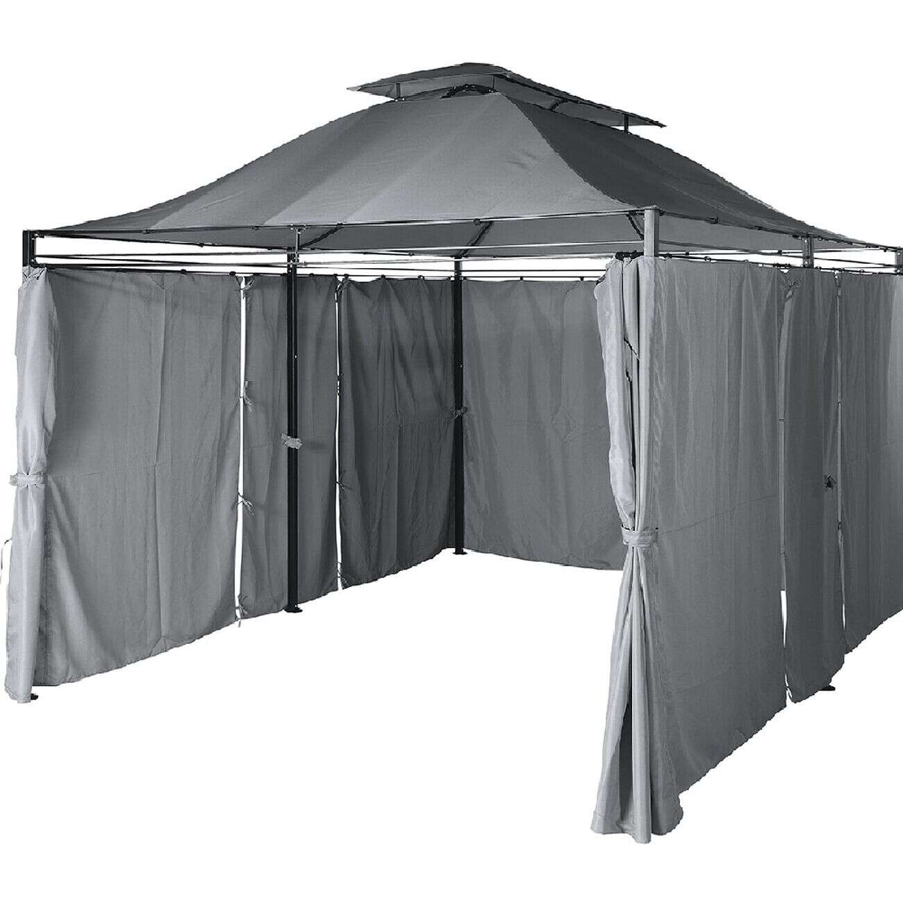 Tonnelle rectangulaire Sicile double toit grise UPF50+ 400x300xH287cm 12m²