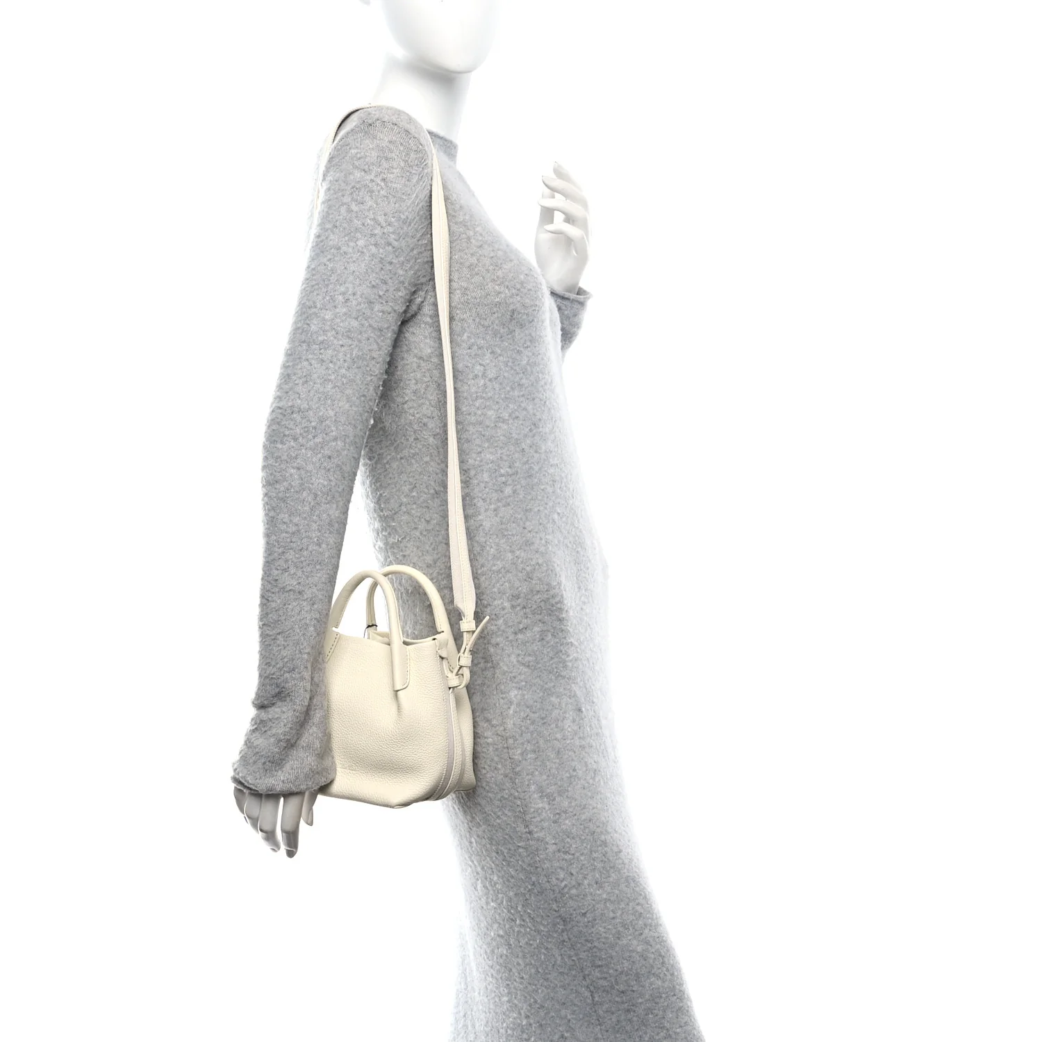 Grained Calfskin Micro Bale Bag Whisper White