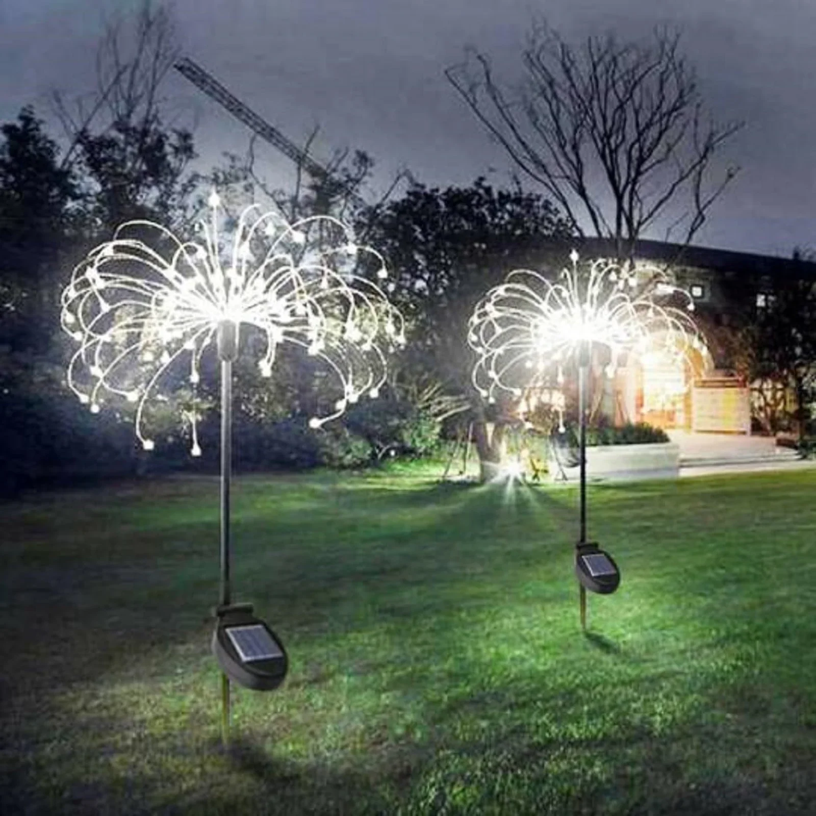 Lingouzi Outdoor Solar Garden Lights, Pack Copper Wire Waterproof Solar Garden Fireworks Lamp, 8 Modes Decorative Sparkles Stake Landscape Light For Garden Pathway Lawn Decor
