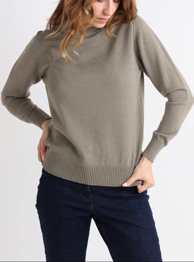 Pull épais femme en laine Vert Olive