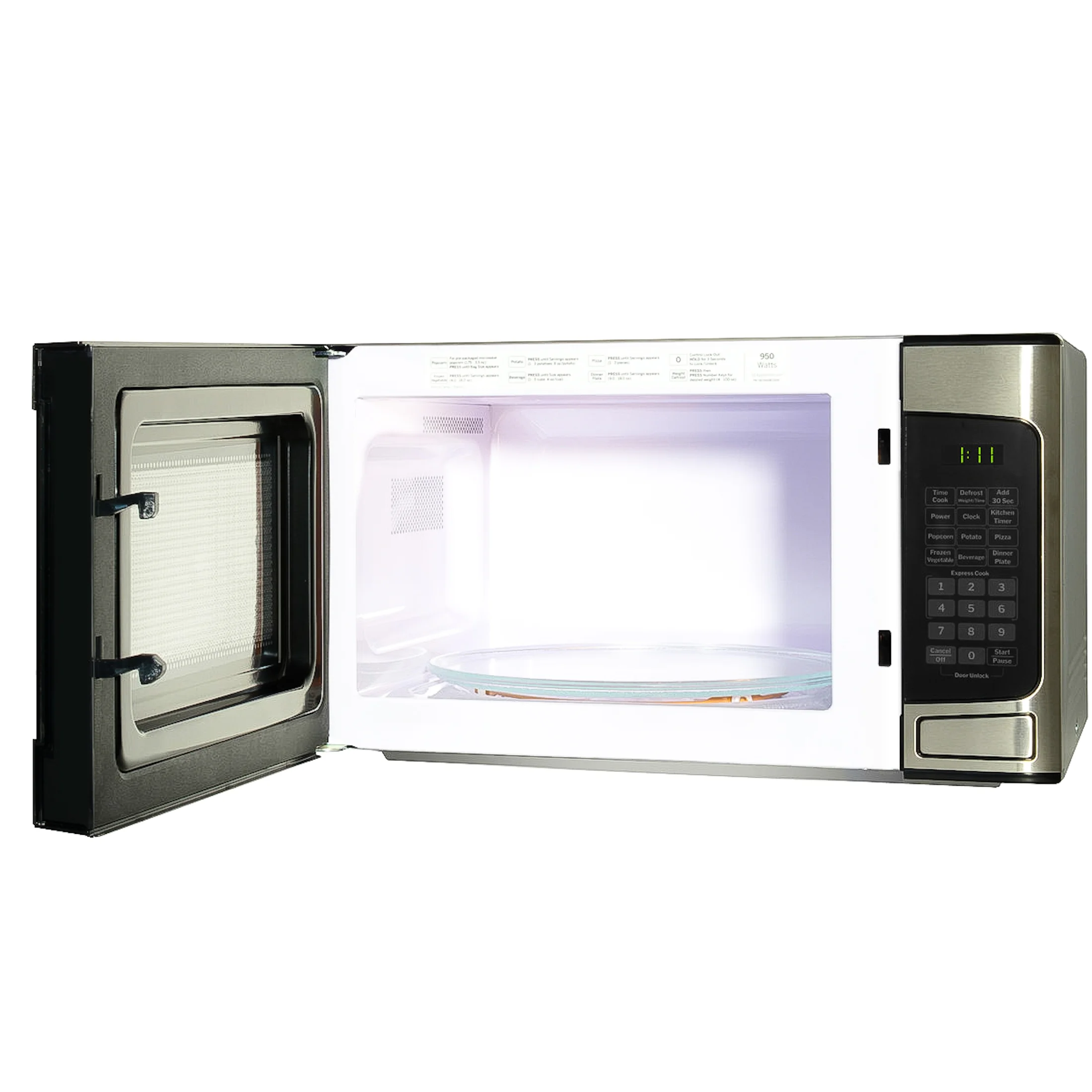 GE 1.1 cu ft Countertop Microwave Oven, 950W, Stainless Steel, One - Touch Cooking, Turntable, Auto Defrost, Child Lock, Model GCST11N1WSS