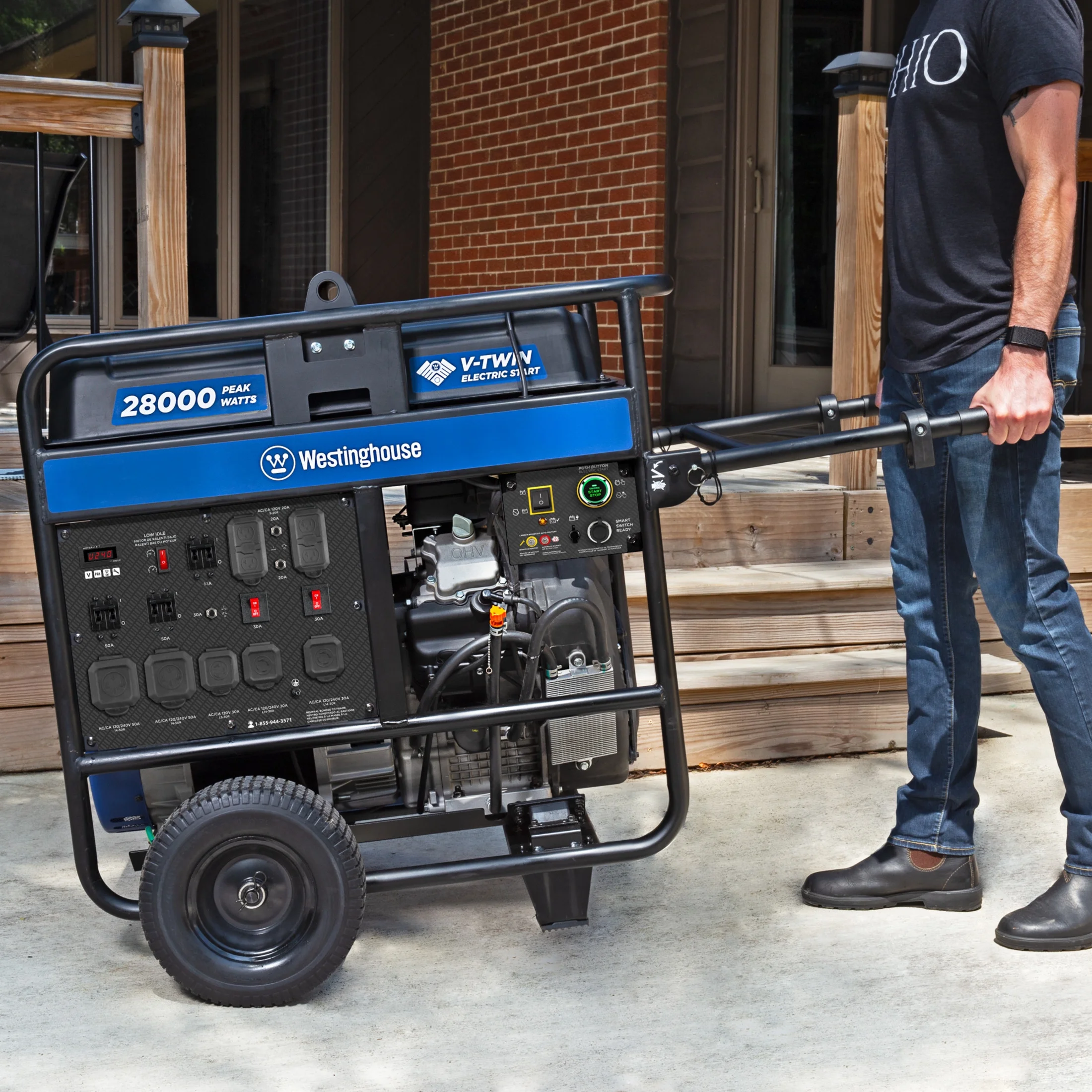 Westinghouse 28, 000 Peak Watt Home Backup Portable Generator, Remote Electric Start with CO Sensor