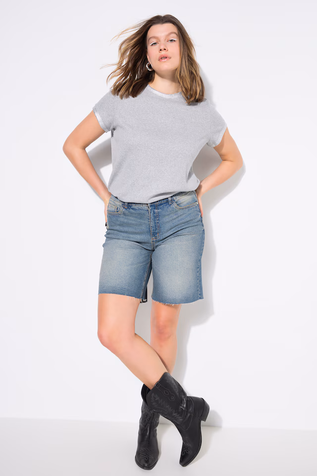 Ribbed classic cut silver print cuff shirt