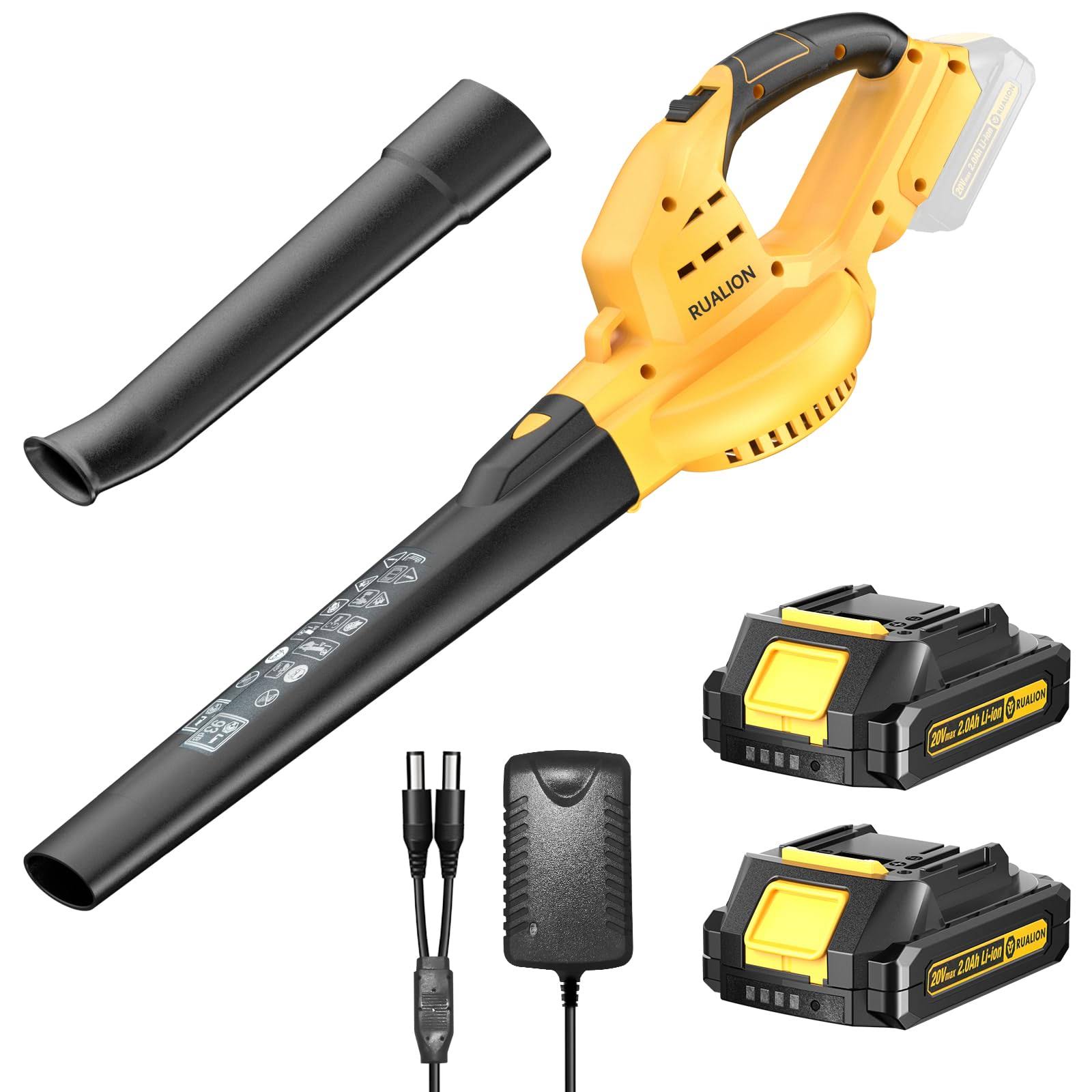 RUALION Leaf Blowers Battery Powered: 290cfm 135MPH Leaf Blower Cordless with Battery & Charger for Lawn Care | Patio | Garage