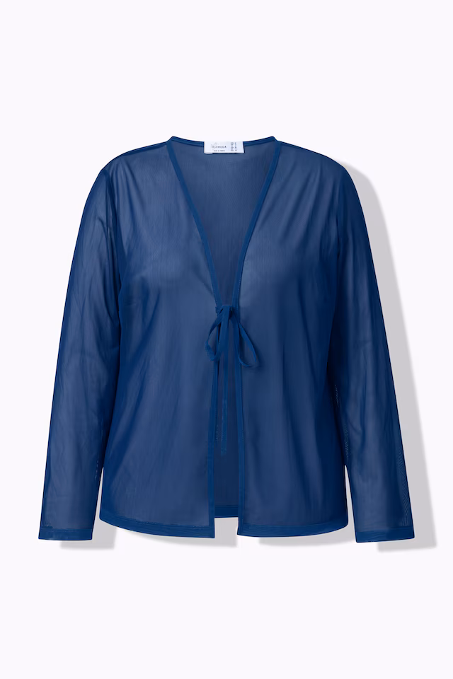 A-line tie-up neckline mesh jacket