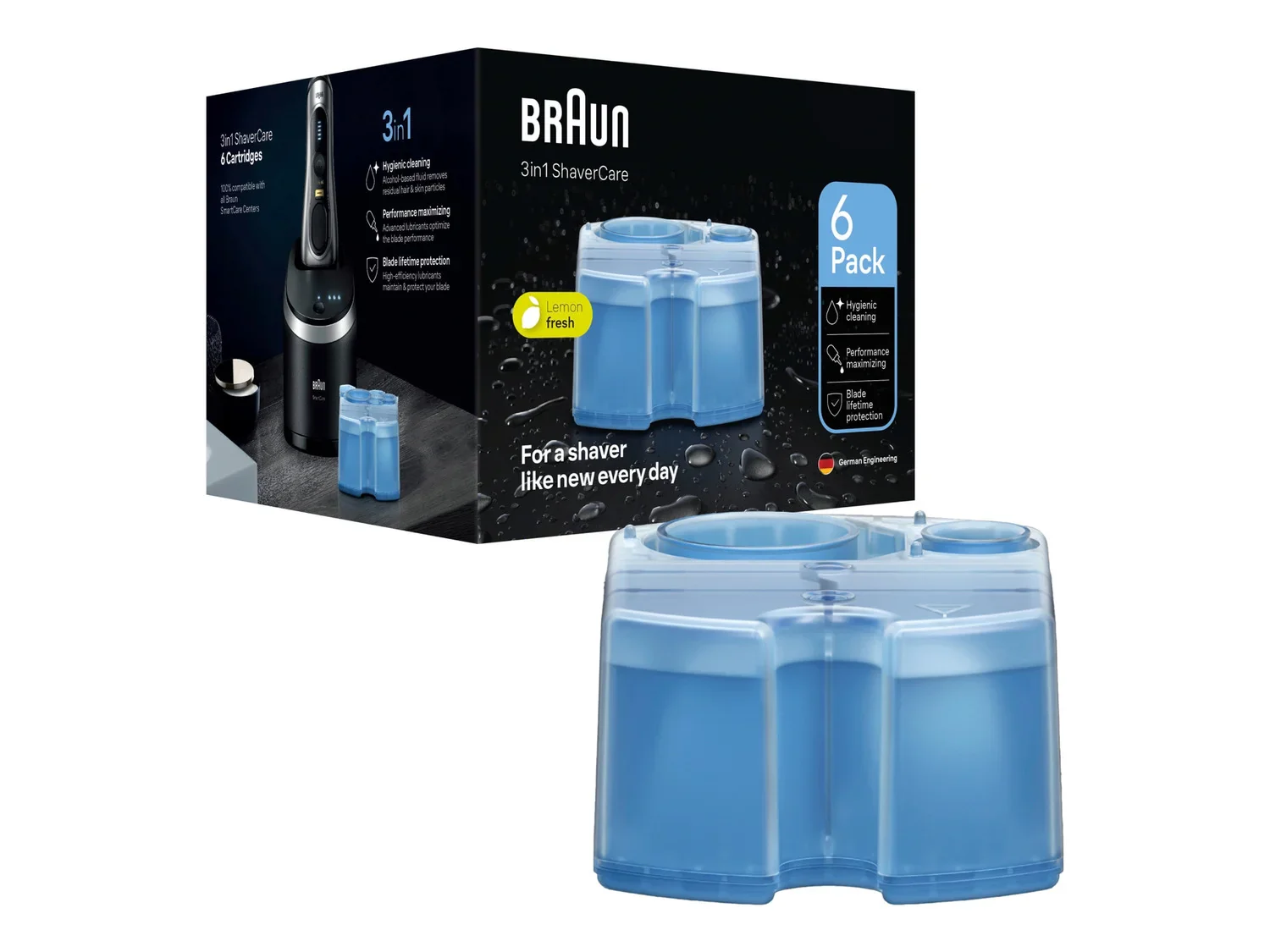 BRAUN Cartouches de nettoyage ShaverCare 3-en-1