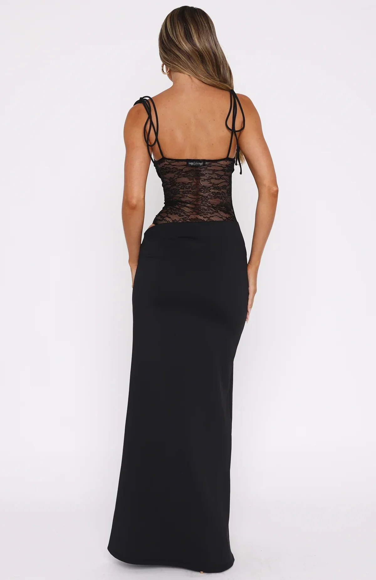 Robe Maxi Femme en Dentelle Transparente pour Soirées Élégantes
