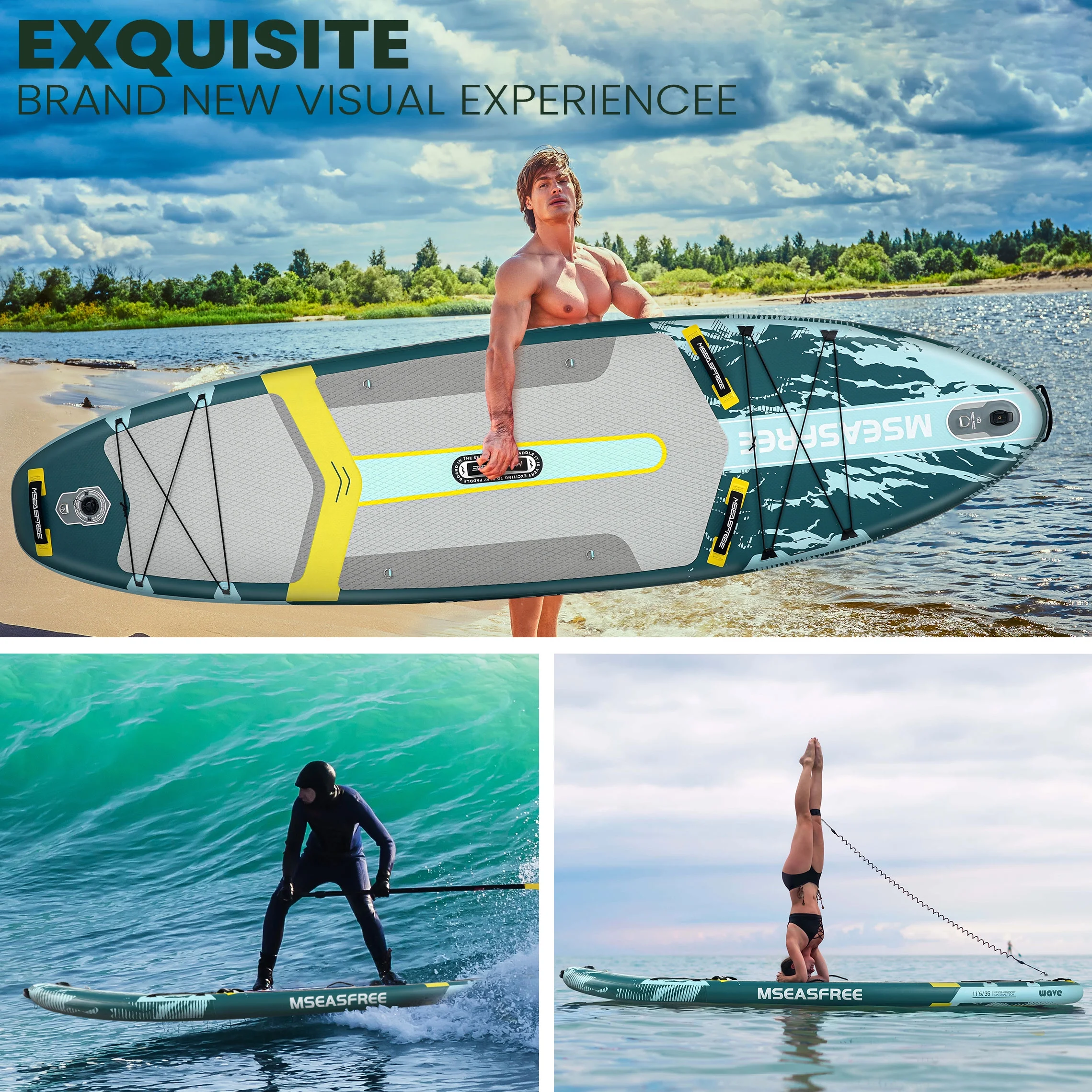 11.5 ft Inflatable Paddle Board All-Purpose Fishing Stand up Paddle Board with Full SUP Accessories(Without Seat/Green) - Image 3