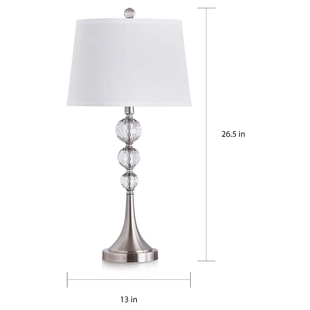 Madison 27-inch Crystal Ball Metal Table Lamp (Set of 2) Brushed Nickel(Brushed Nickel) - Image 6