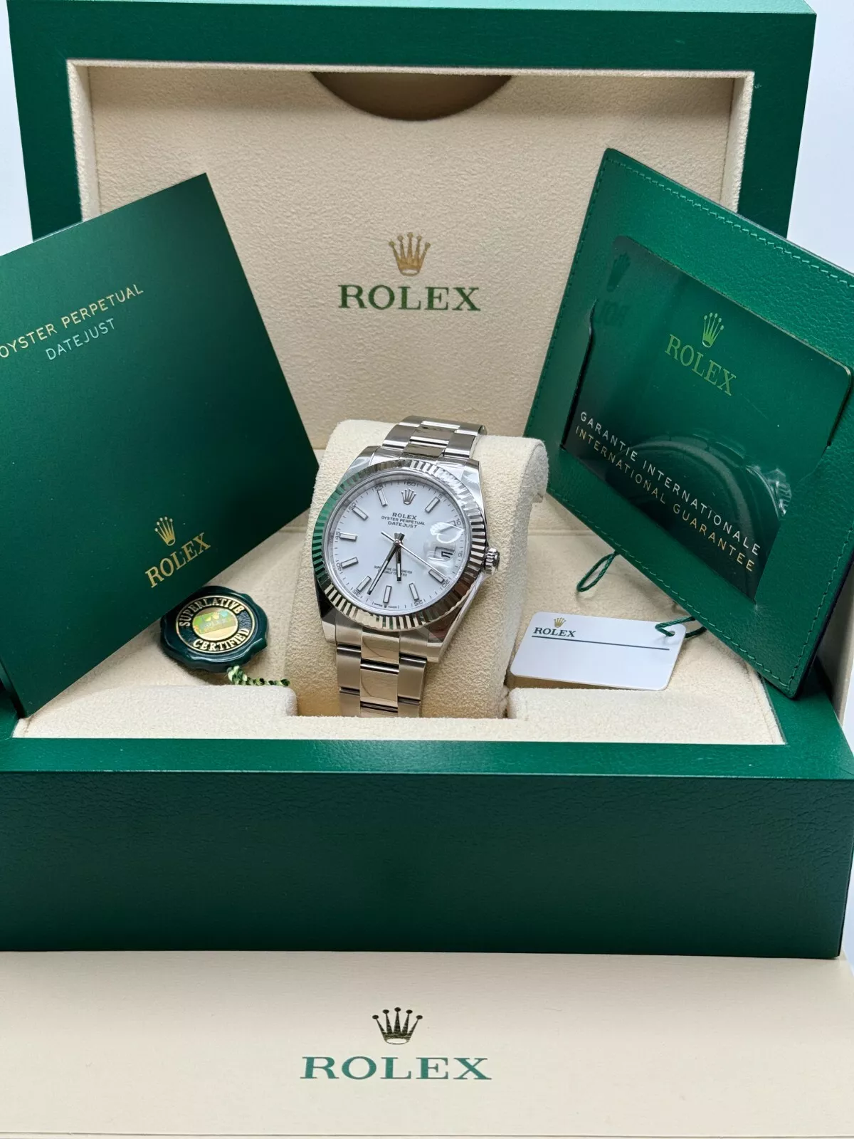 [Super Clone]RLX  Datejust 41mm  White Index Oyster Stainless Steel Men’s Watch - 126334-0009