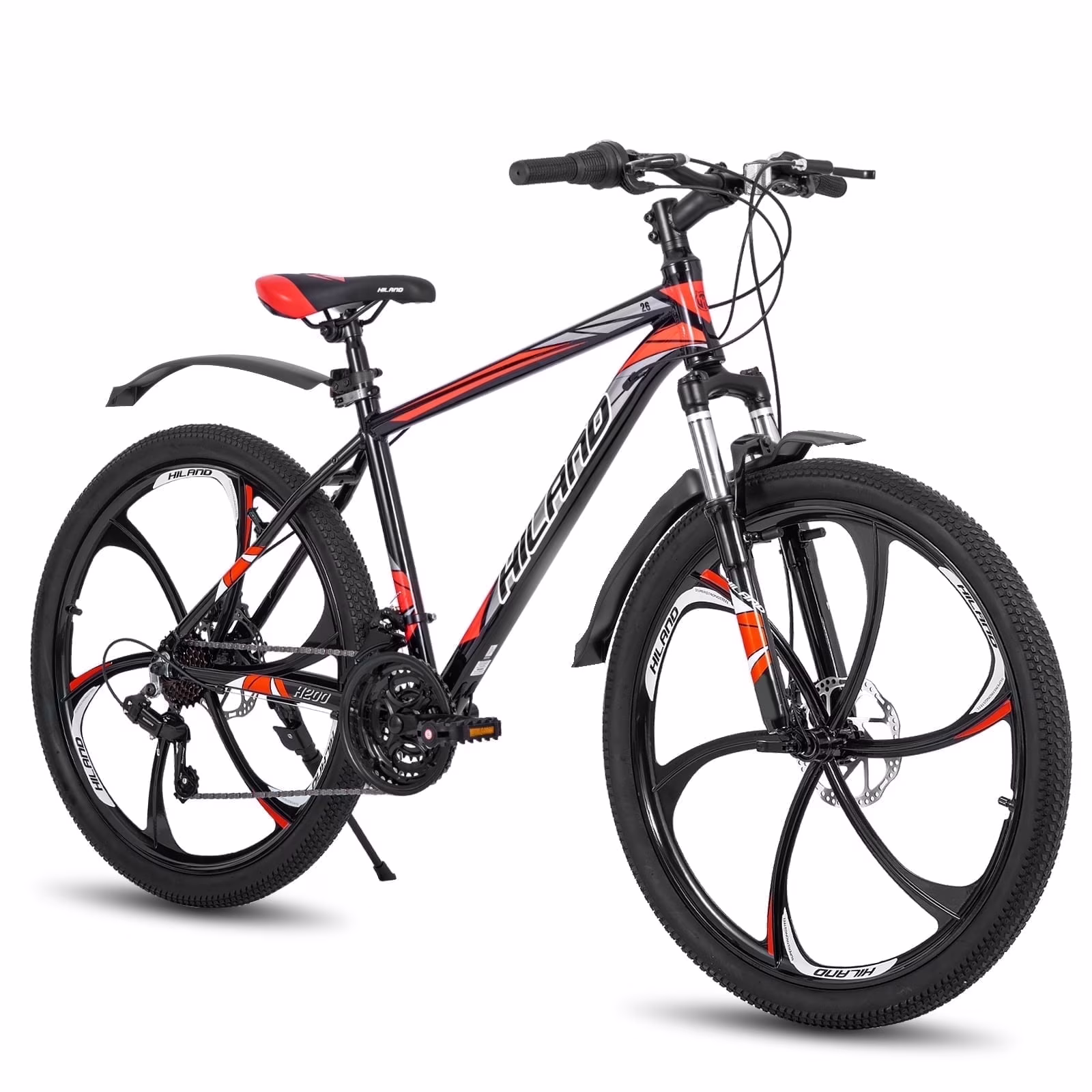 Hiland Mountain Bike, Multi-Spokes,Shimano 21 Speeds Drivetrain,Aluminum Frame 26 inch Wheels, Men's MTB Bicycle, White