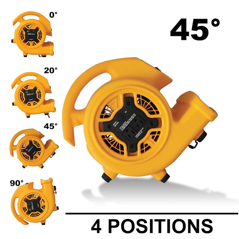 XPOWER P-130A 1/5 HP Multi-Purpose Mini Mighty Air Mover, Utility Fan, Dryer, Blower with Built-in Power Outlets