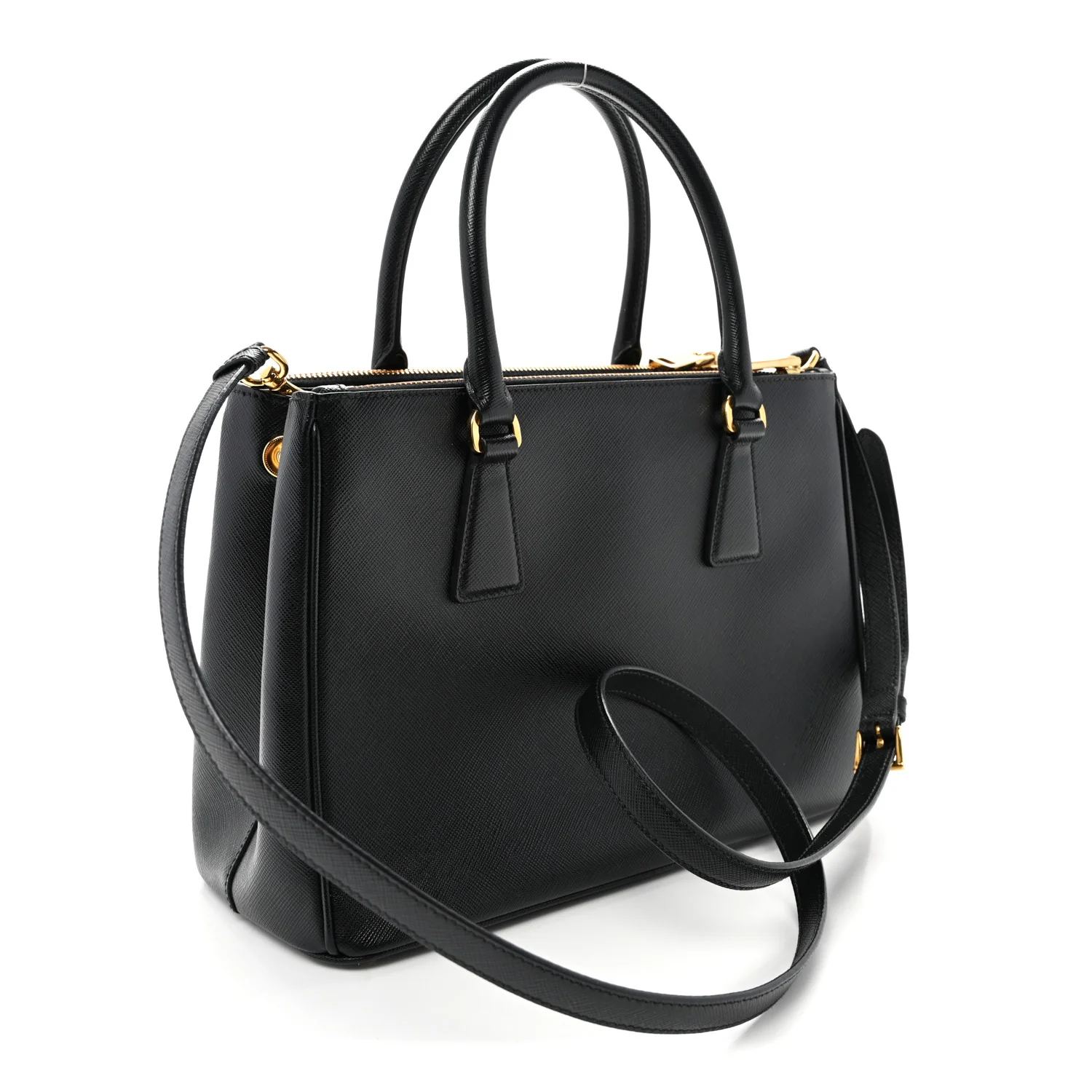 Saffiano Small Galleria Double Zip Tote Black