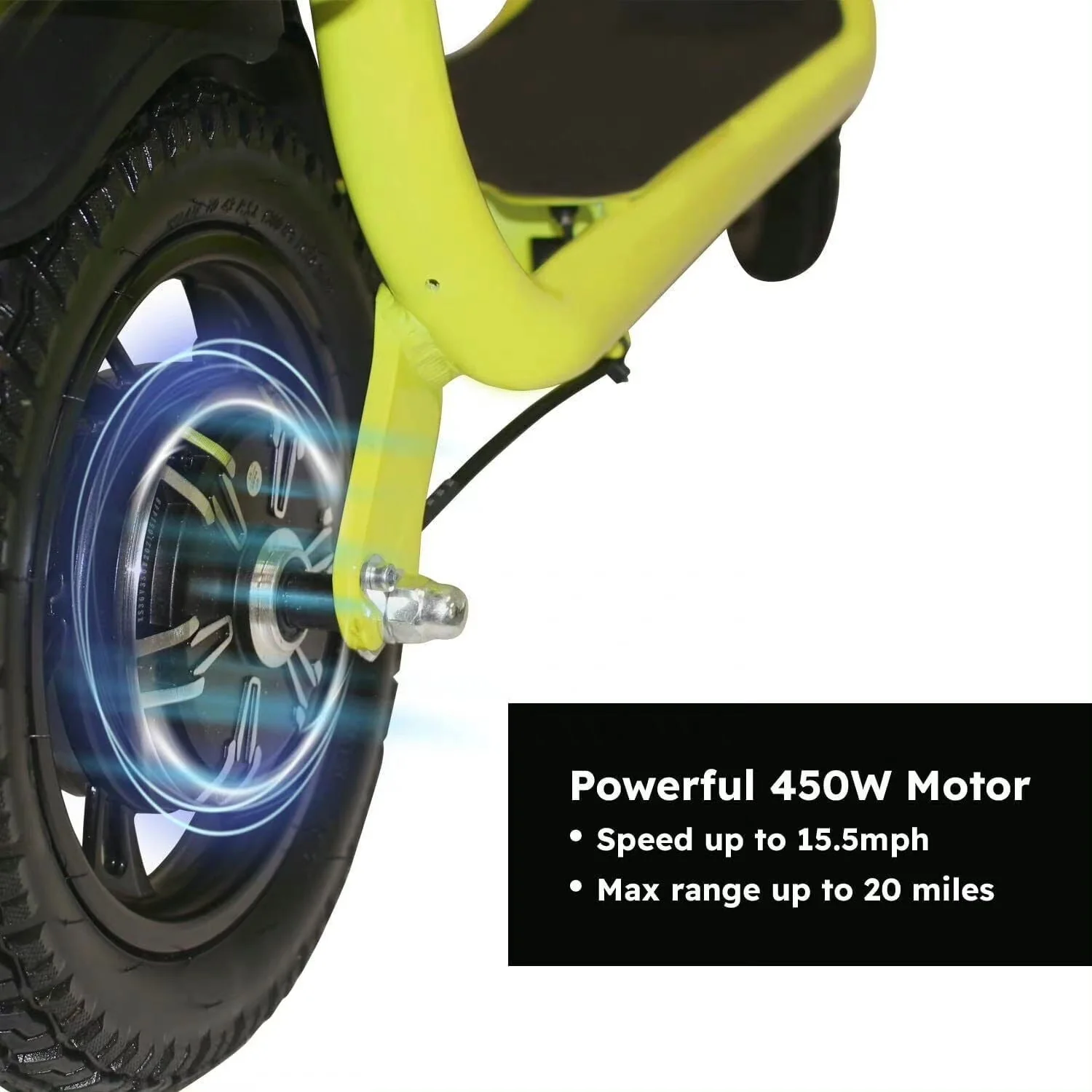 Electric Scooter Ebike, 450W 36V 12.5 Miles Long-range Battery Foldable Easy Carry Portable Design, Adult Electric Bicycle Scooter Up to 15.5 mph Commuter Scooter, 12 in Tires Off-Road, Yellow - Image 4