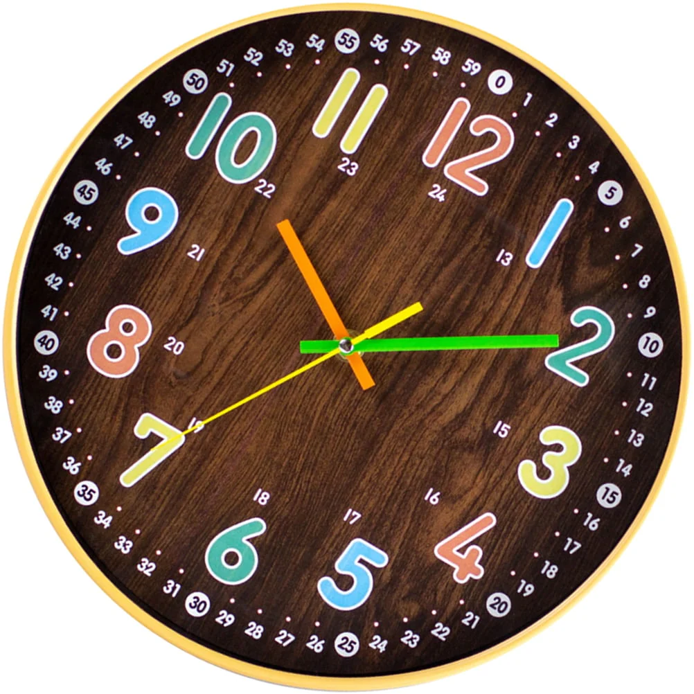 Kids Bedroom Wall Clock Simple Mute Wooden Clock Round Wall Decor Precise Wall Clock(11 42cm×11 42cm×1 77cm/Coffee) Image 4
