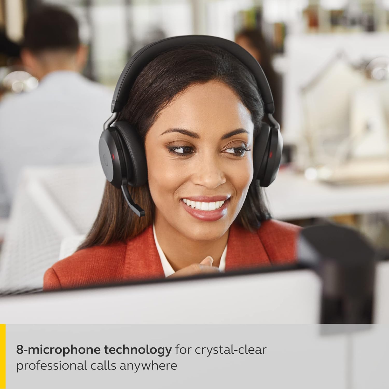 Jabra Evolve2 75 PC Wireless Headset with 8-Microphone Technology - Dual Foam Stereo Headphones with Advanced Active Noise Cancelling  USB-A Bluetooth Adapter and MS Teams-Compatibility - Black