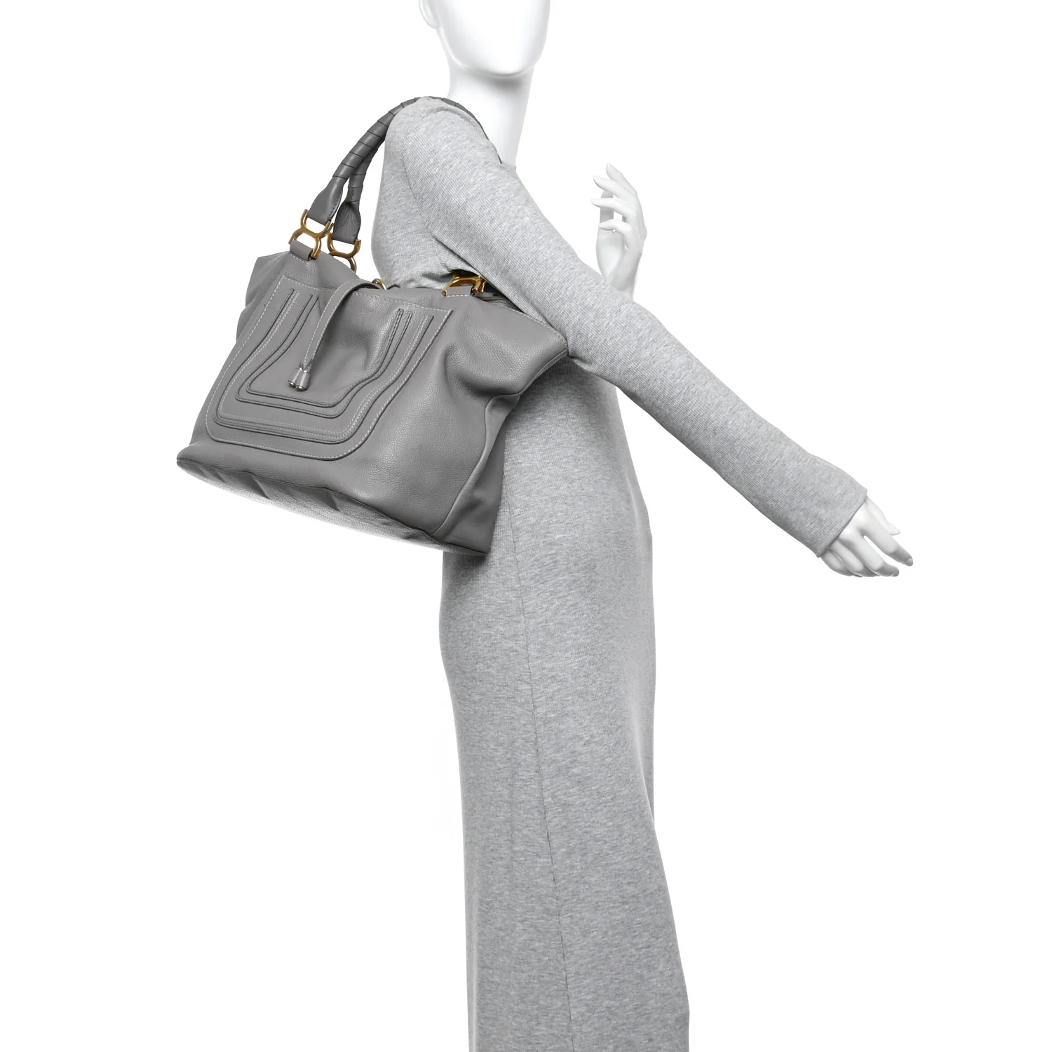 Calfskin Large New Marcie Tote Cashmere Grey