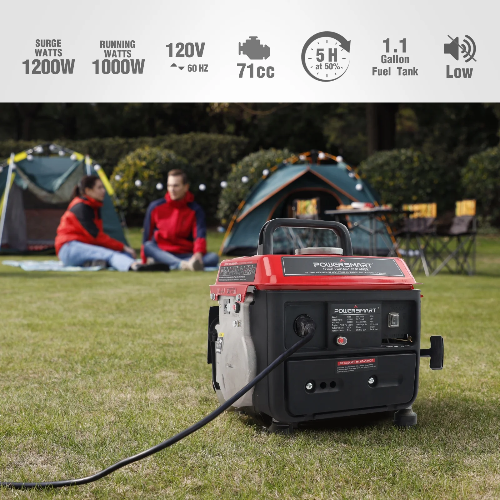 1200 Watts Gasoline Powered Portable Outdoor Inverter Generator,PS50 Image 5