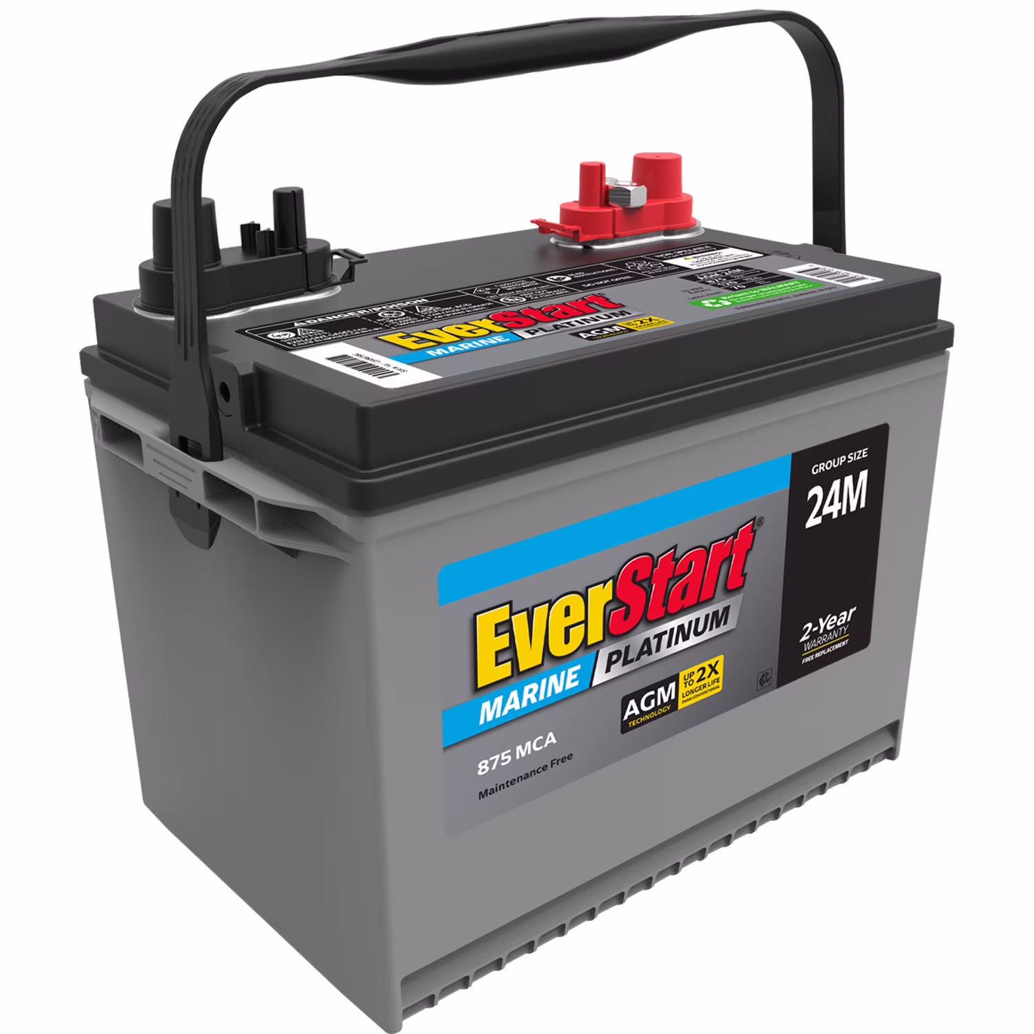 Platinum BOXED AGM Marine and RV Deep Cycle Battery Group Size 24M, 12 Volt 875 MCA