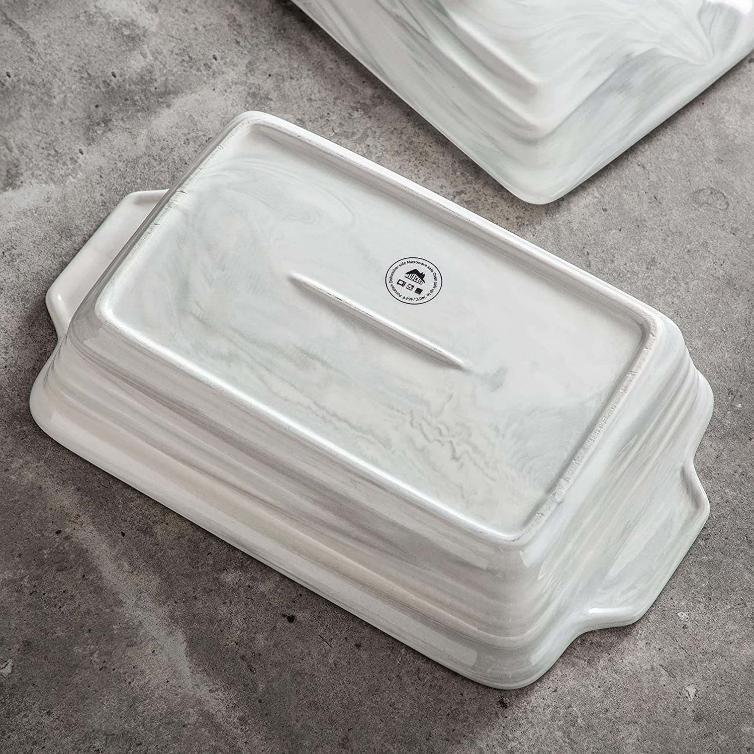 Large Ceramic Casserole Dish with Lid, 4.4 Quart Baking Pan for Oven, Microwave  Dishwasher(4.4 QT - Marble Grey)
