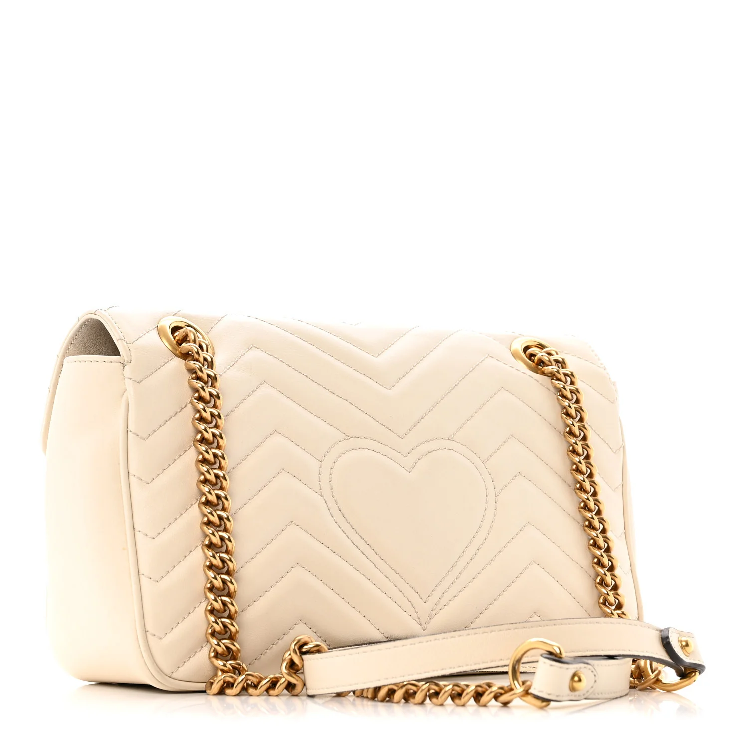 Calfskin Matelasse Small GG Marmont Shoulder Bag White