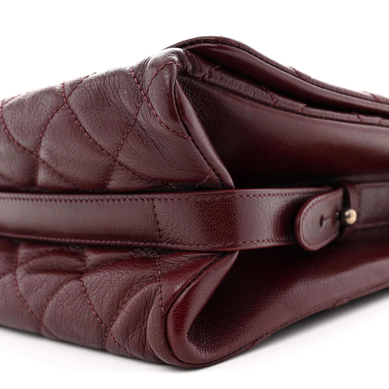 Goatskin Quilted Large City Rock Flap Burgundy