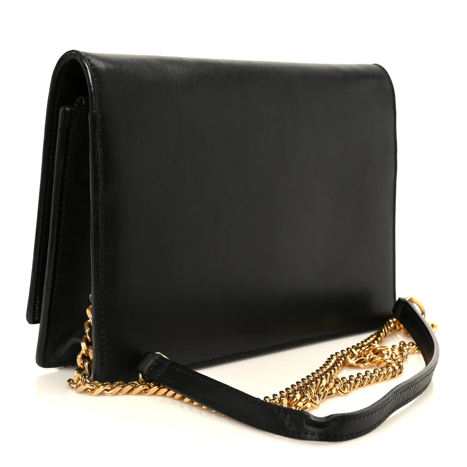 Smooth Calfskin Classic Monogram Kate Tassel Chain Wallet Black