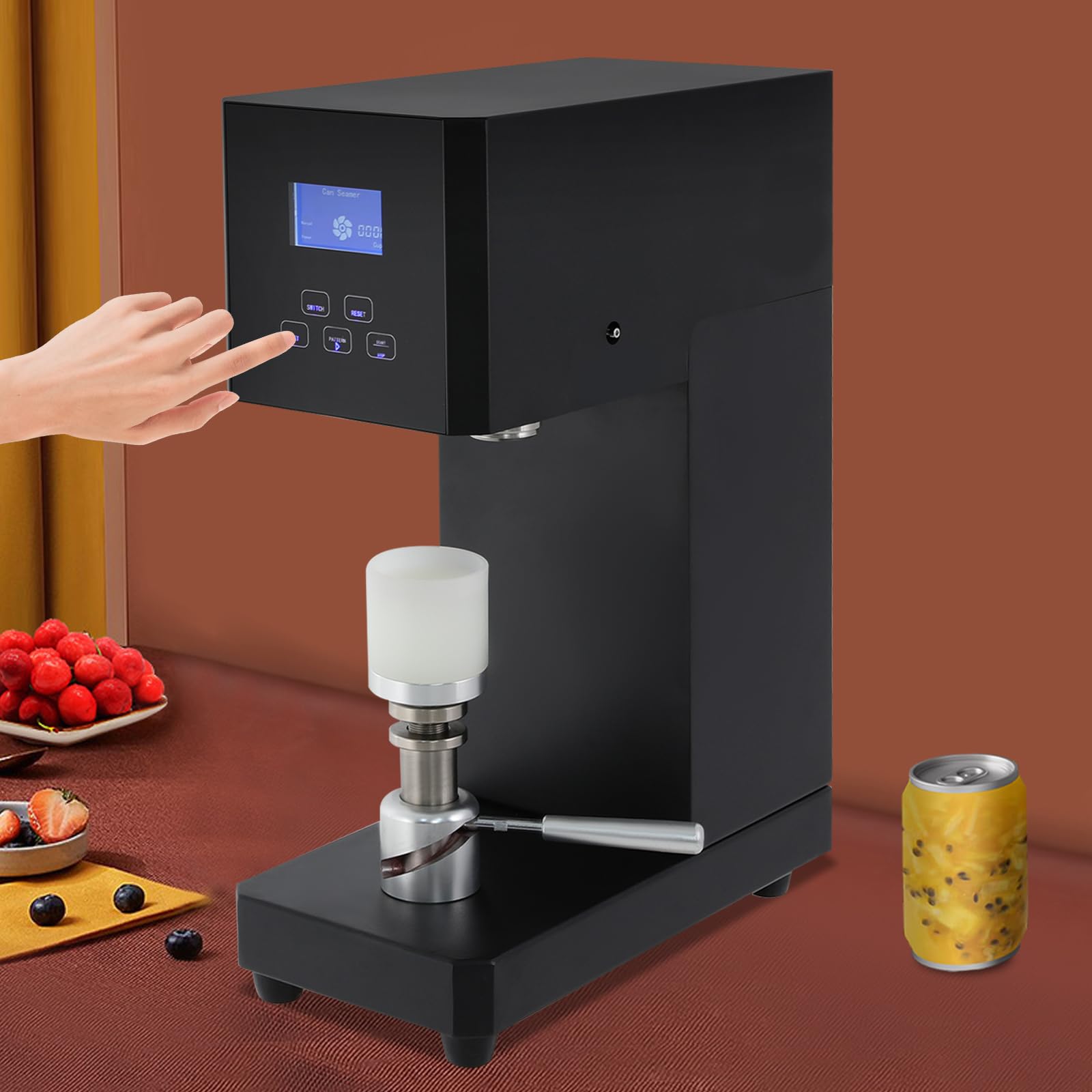 Automatic Can Sealing Machine, Soda Can Sealer Machine 600-900 Cups/H with Counter & LCD Display, Cup Sealer Machine 4.53-6.69in Height Adjustable Jar Cup Sealer for Bubble Milk Tea Coffee