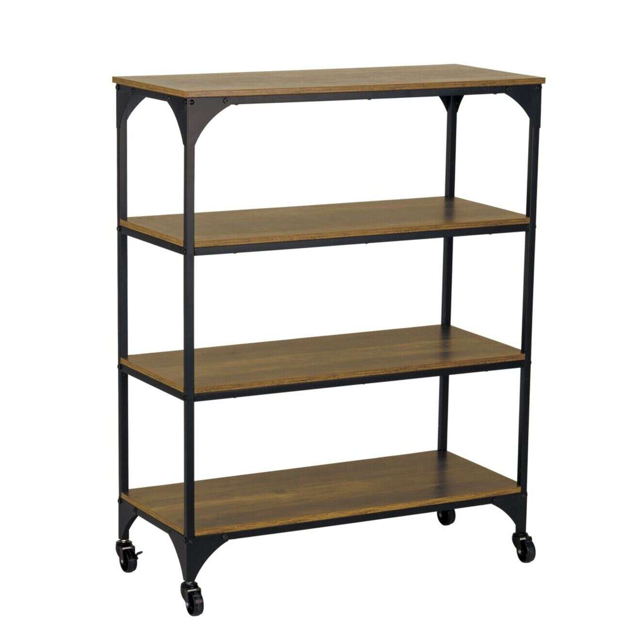 Étagère sur pieds Detroit métal bois noir et marron 80x35xH102,5 cm