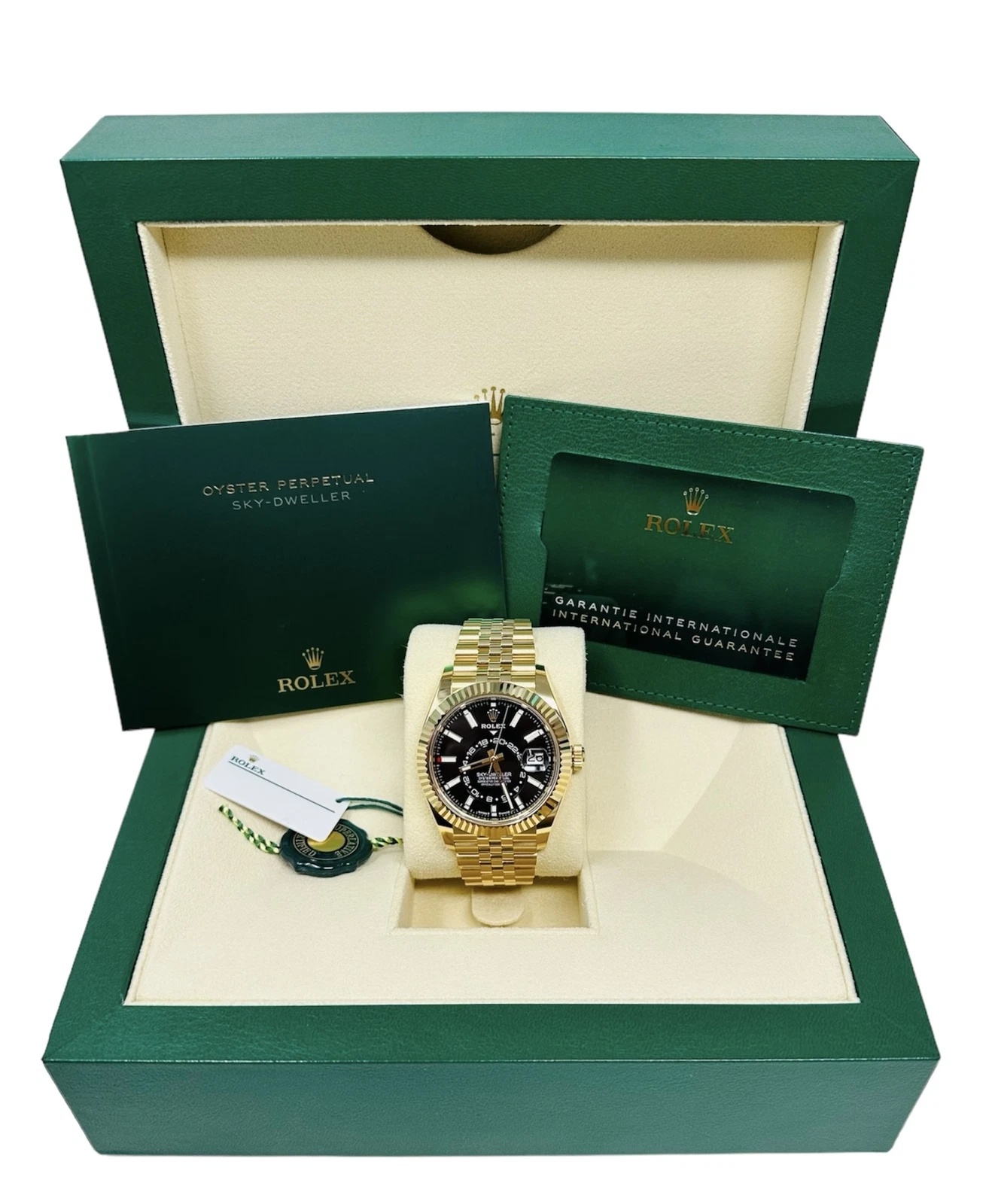 [Super Clone]RLX  Sky-Dweller 42mm Yellow Gold Black Dial Jubilee - 336938【Super Clone】