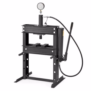 Heavy-Duty H-Frame Hydraulic Shop Press with Adjustable Pressure Gauge and 2 Press Plates for Garage Repairs