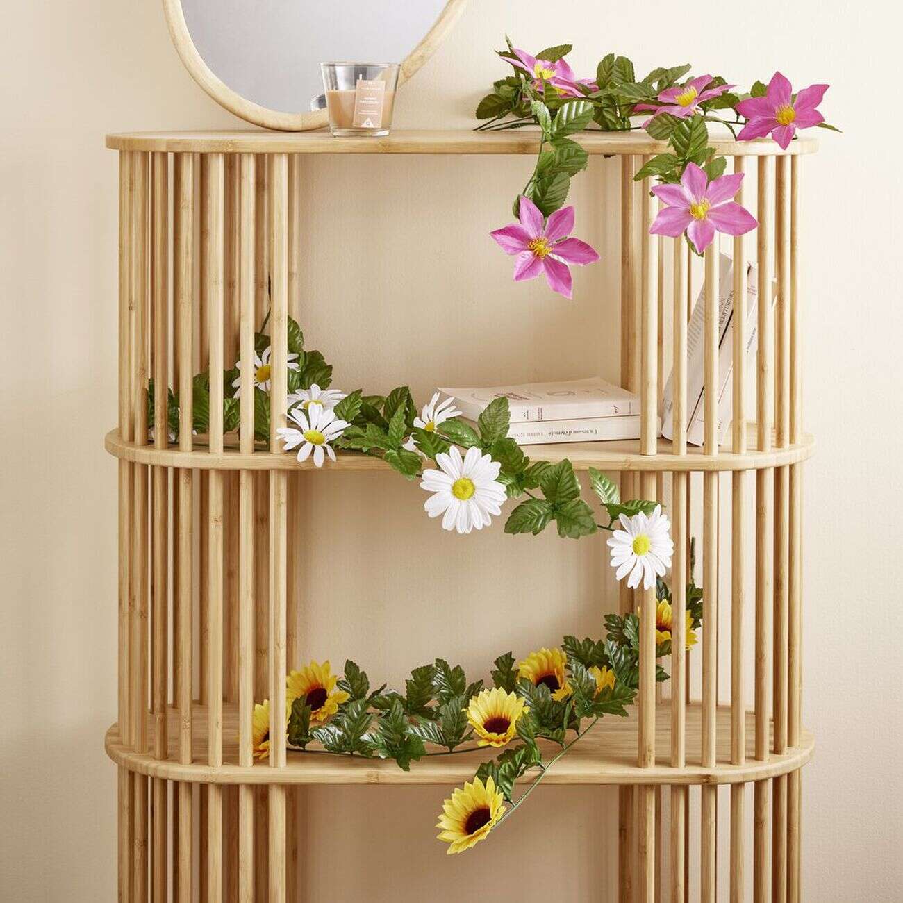 Chute orchidée rose L74cm feuillage artificiel vert