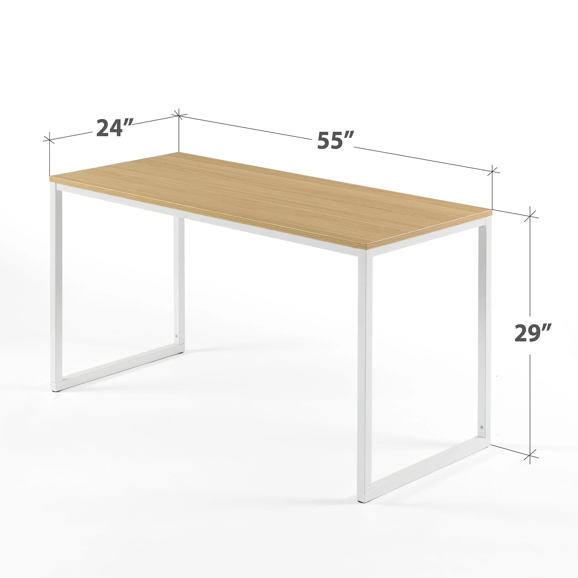 Jennifer 55" White Frame Desk, Natural(White 47) - Image 6