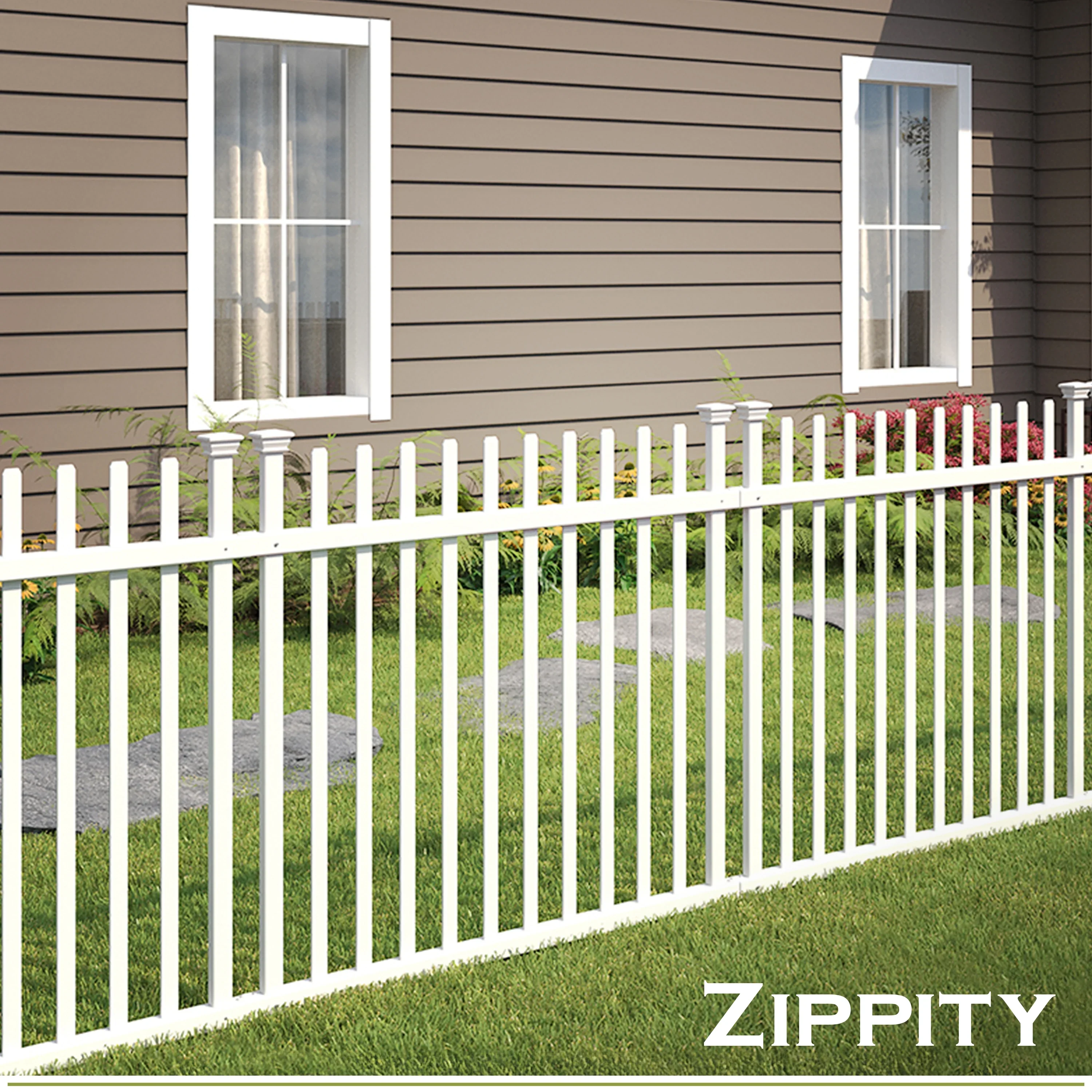 41in H x 44in W (2 Panels) No Dig Zippity Burbank Fence Panel Kit, No Dig Fence Panels, White Vinyl Fences for Yard, Temporary Fence for Backyard, White Picket Fence Garden Border, DIY Fence ZP19057