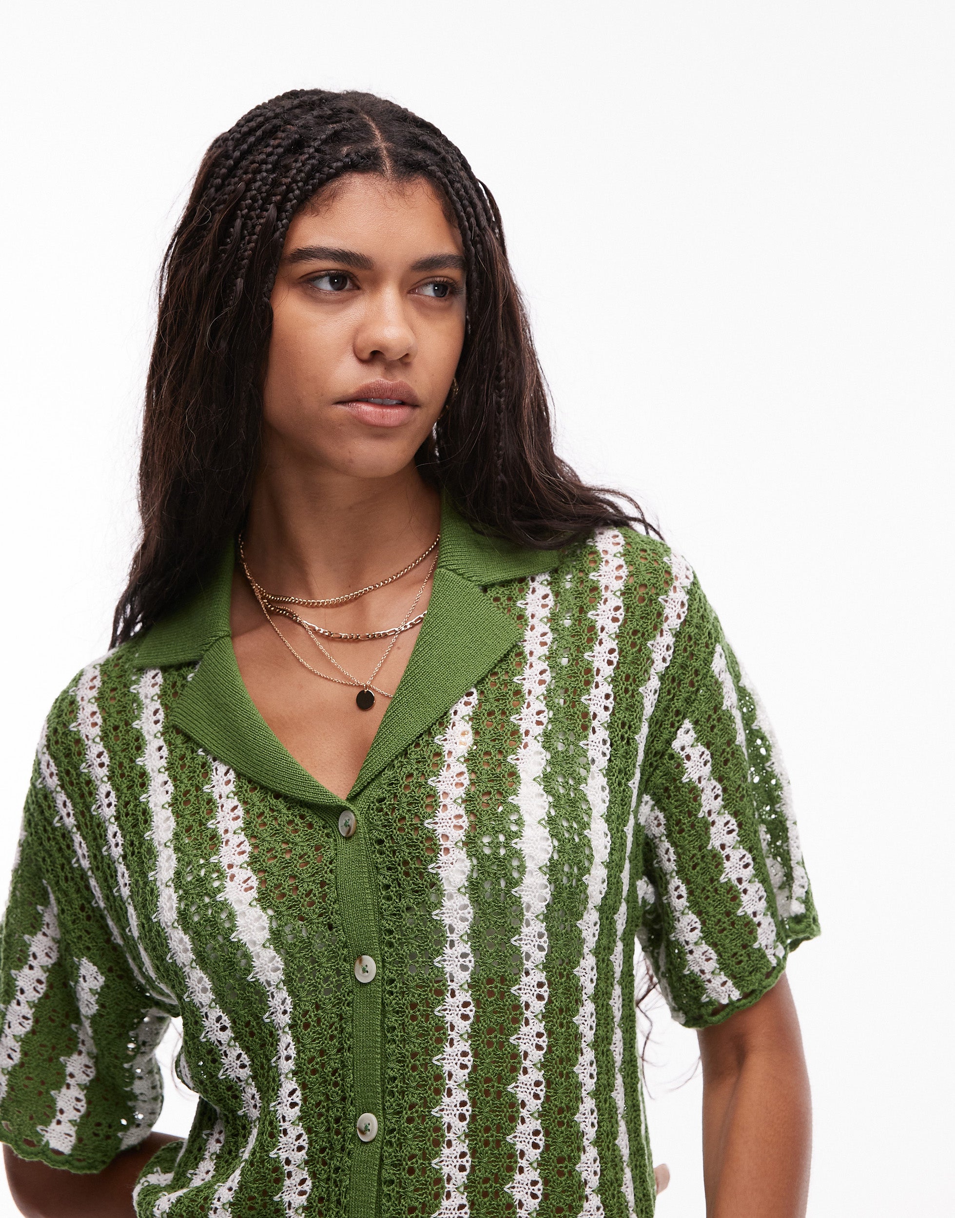 VERO MODA® Topshop knitted stitchy stripe co-ord shirt