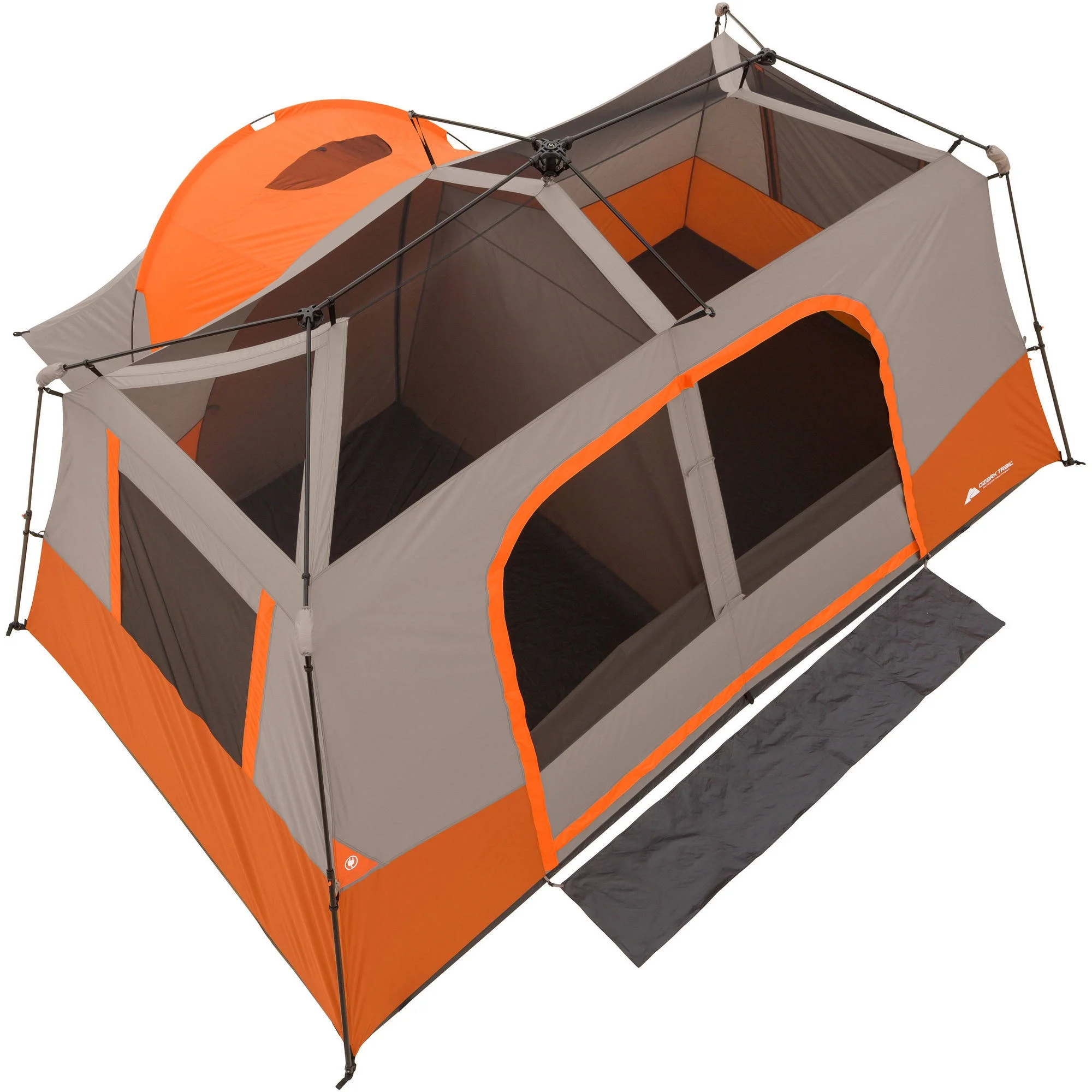 11-Person Instant Cabin Tent with Private Room �C 3-Room Family Camping Tent with Awning(Orange) - Image 5