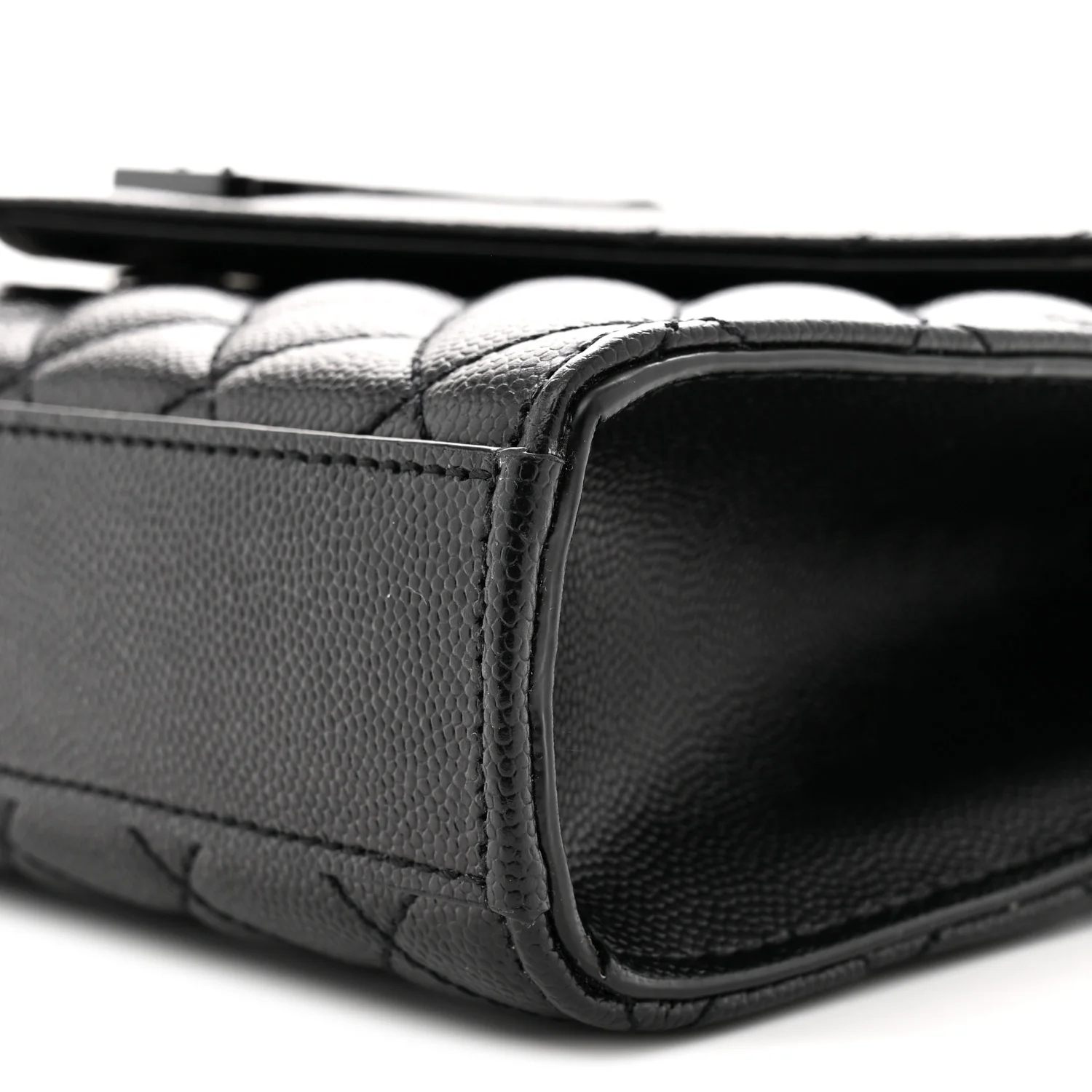 Grain De Poudre Textured Mixed Matelasse Triquilt Small Monogram Monochrome Satchel Black