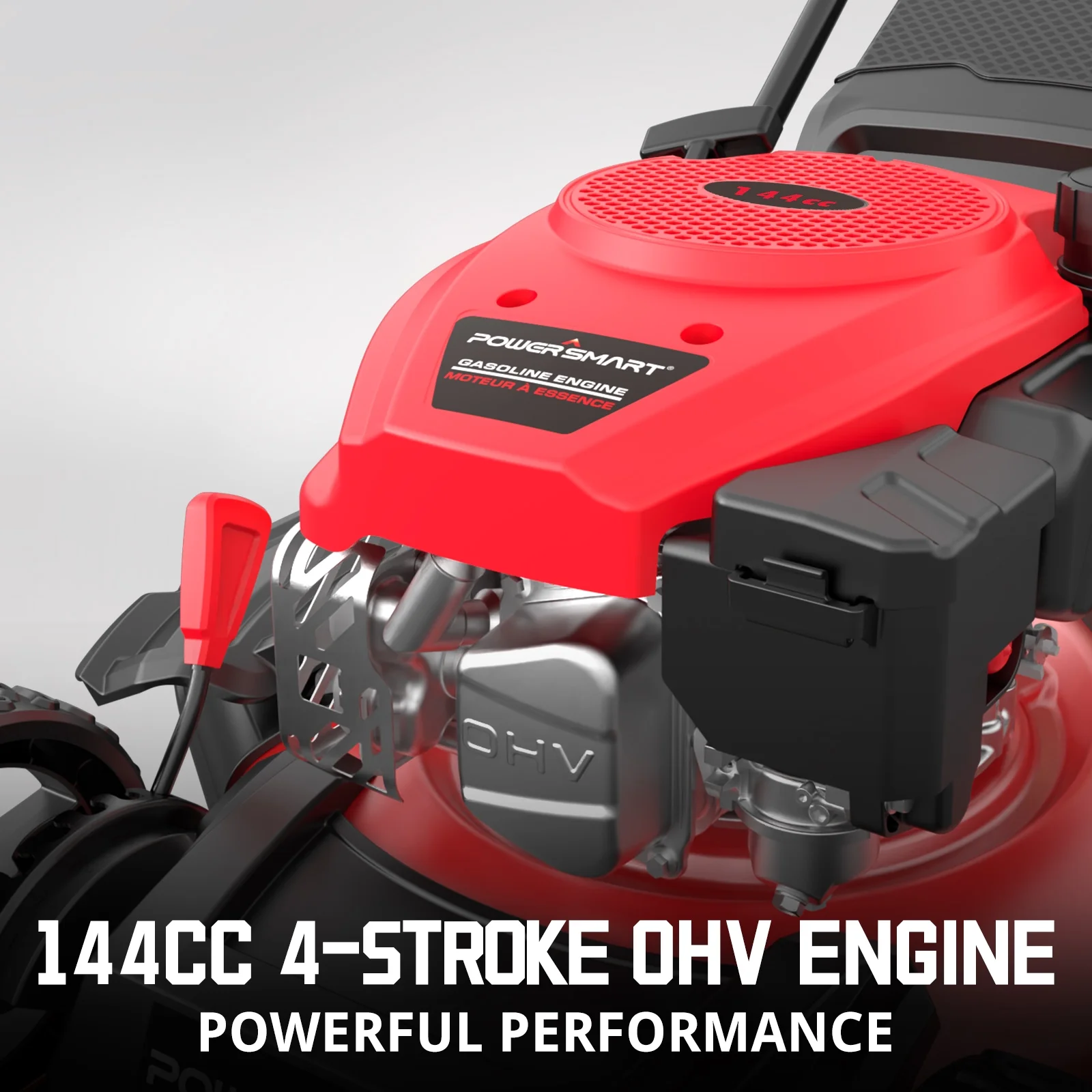 3-in-1 18-inch Gas Push Lawn Mower with 144cc Engine, 6-Position Height Adjustment - Image 6