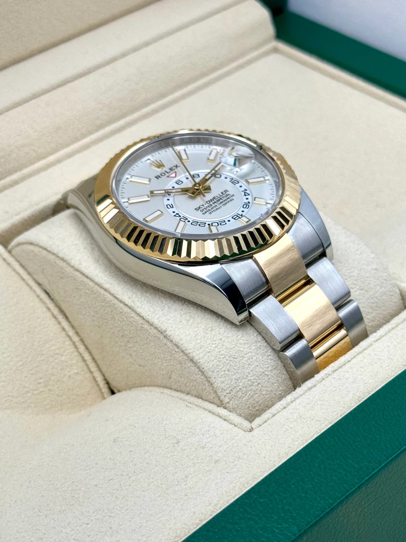 [Super Clone]RLX  Sky-Dweller 42mm Two-Tone Yellow Gold White Dial Oyster - 336933 - New 2025