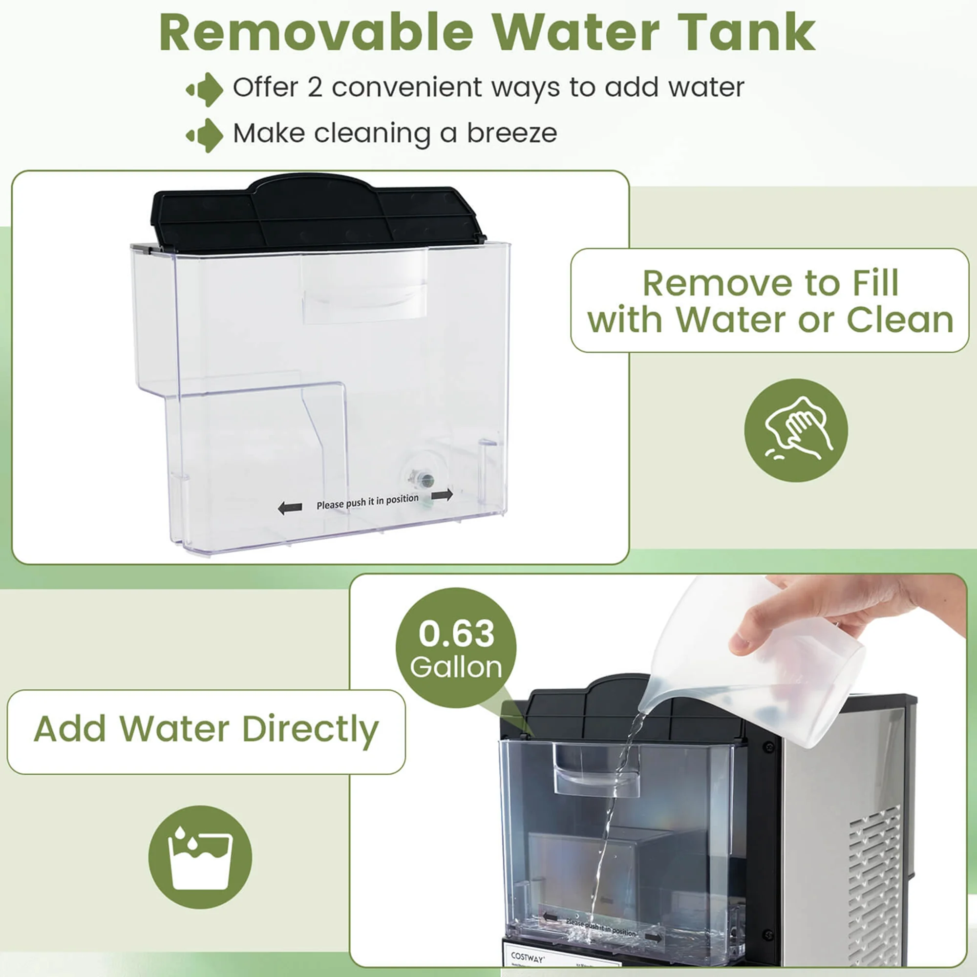 Costway 56 lb/24 H Pepple Chewable Countertop Ice Maker with Self - Cleaning System