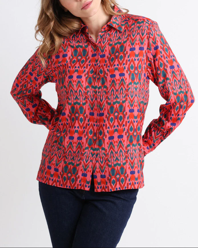 Chemise chaude femme viscose rouge rose