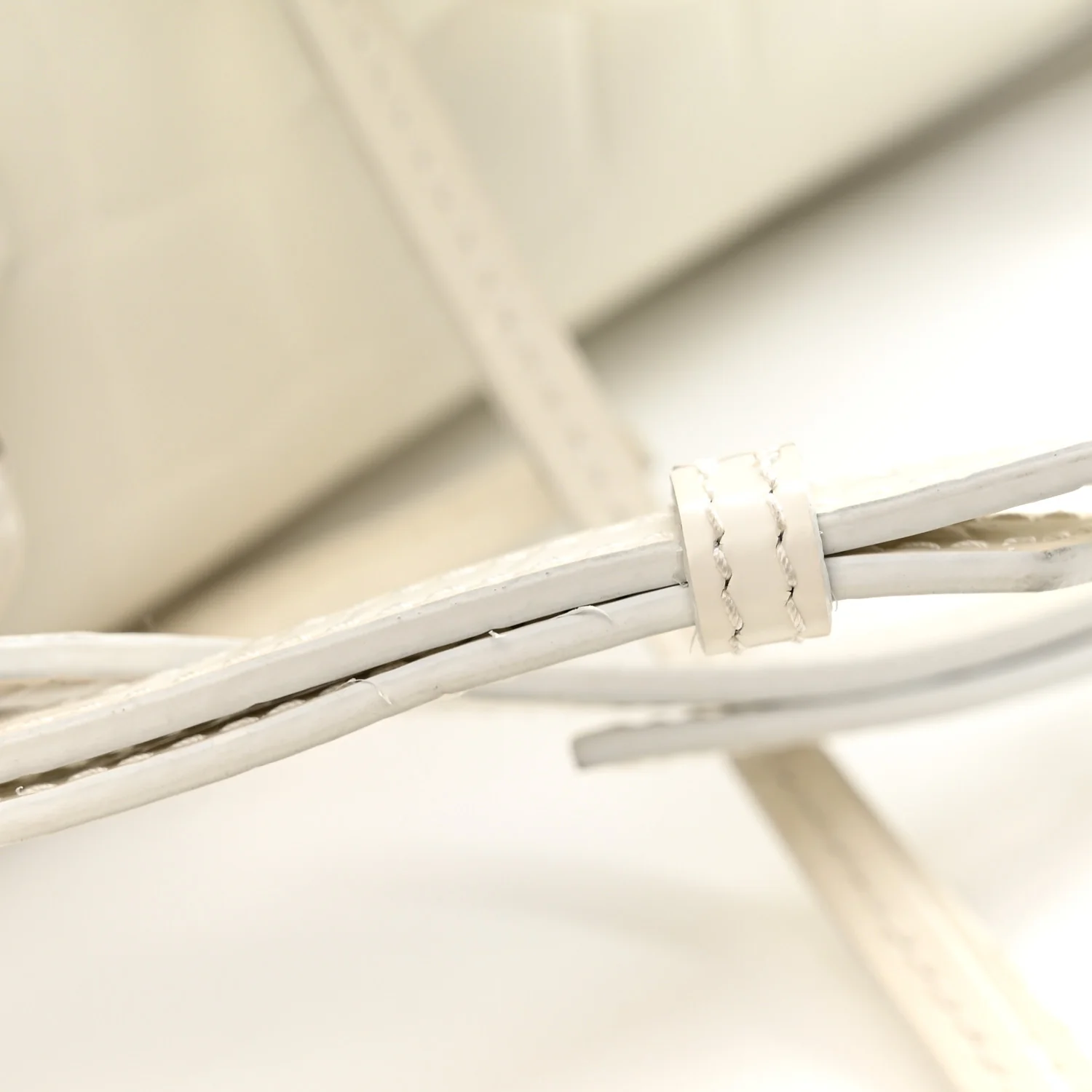 Semi Shiny Calfskin Crocodile Embossed Neo Classic Silver Hardware Mini City White