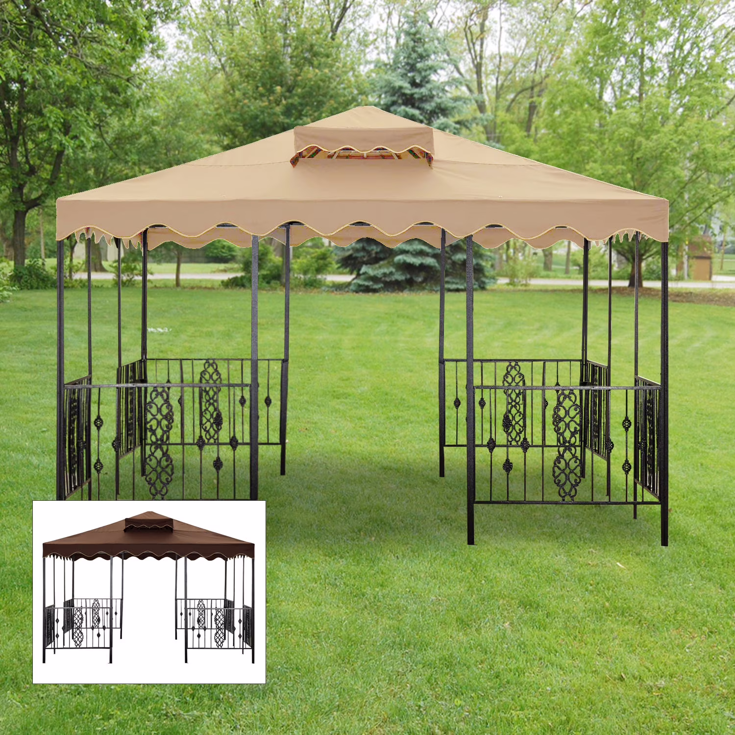 Garden Winds Replacement Canopy Top for Walmart Castleman Gazebo - Riplock 350