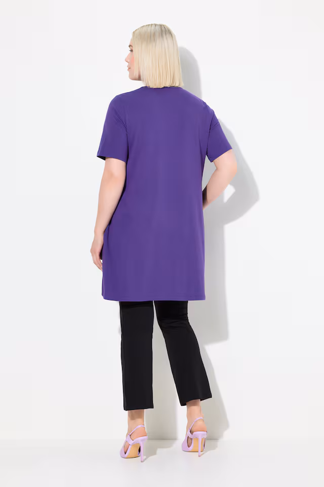 Placment Print A-line Swing Pocket Cotton Knit Tunic