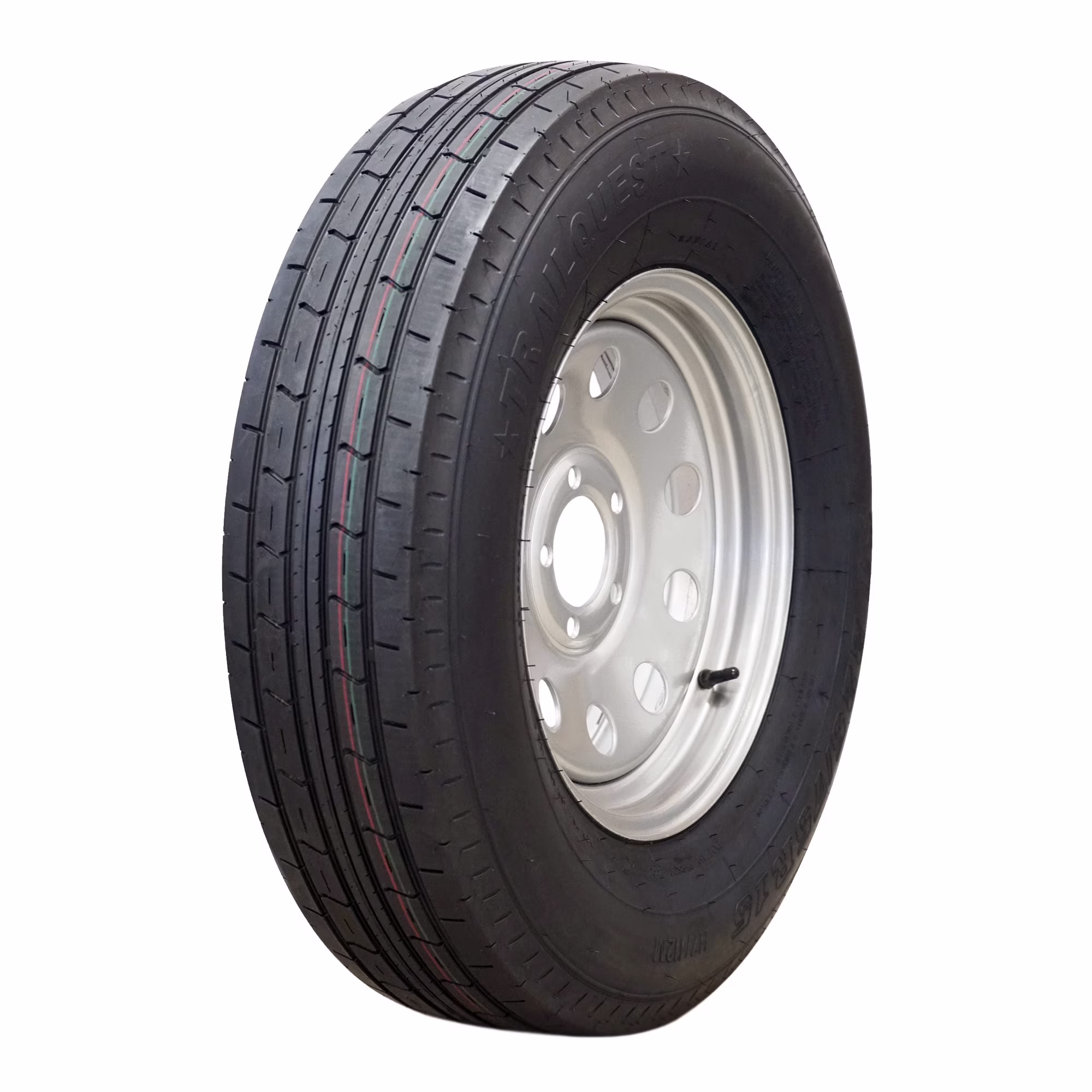 15" 10 ply Radial Trailer Tire Wheel ST 225/75R15 5 Lug (Silver Mod), 5x5 Bolt Pattern(1)