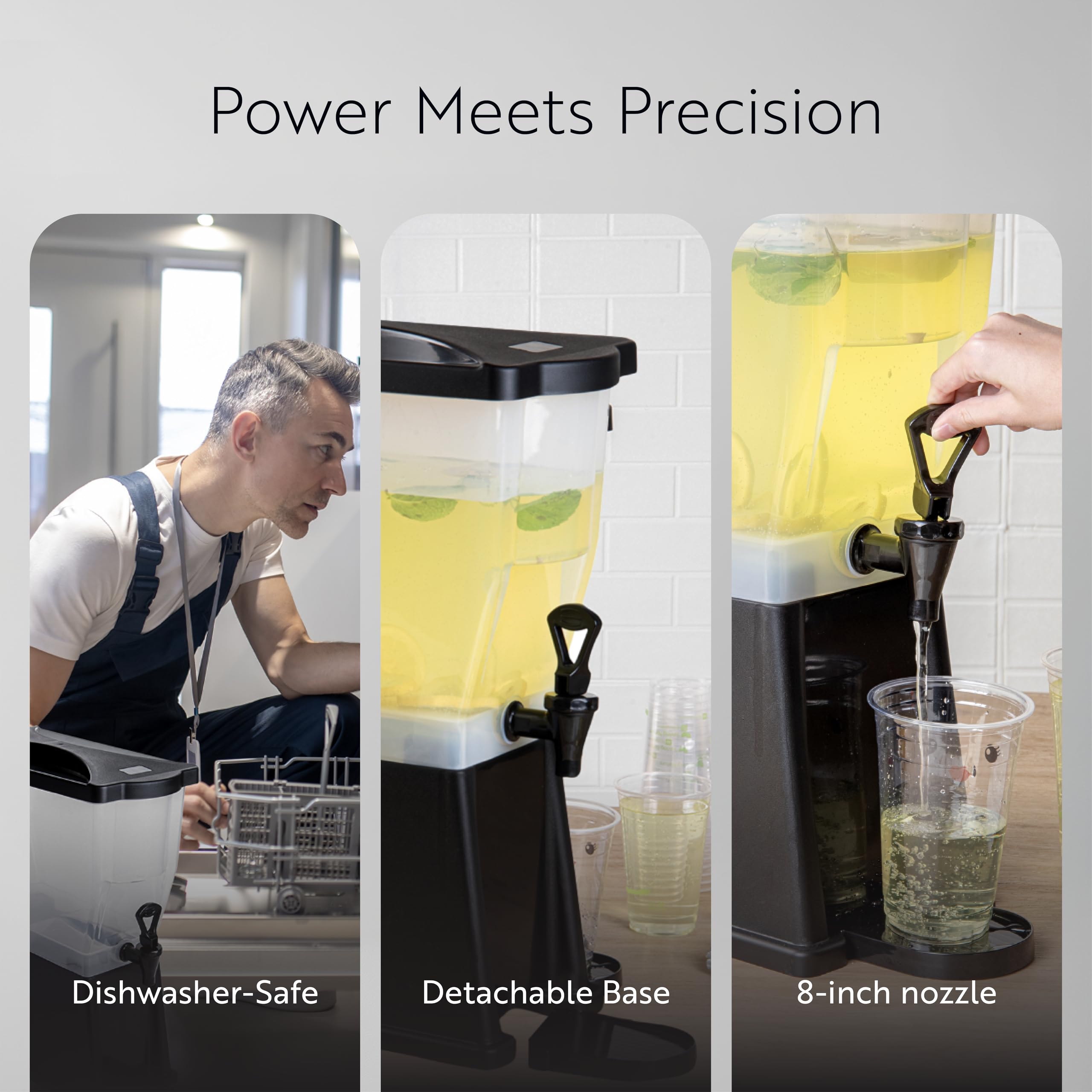 3 Gallon Drink Dispenser 1 Dishwashable Beverage Dispenser - Detachable Tank Includes Decals Black Plastic Carnival Juice Dispenser With Stand Push-Button Spigot